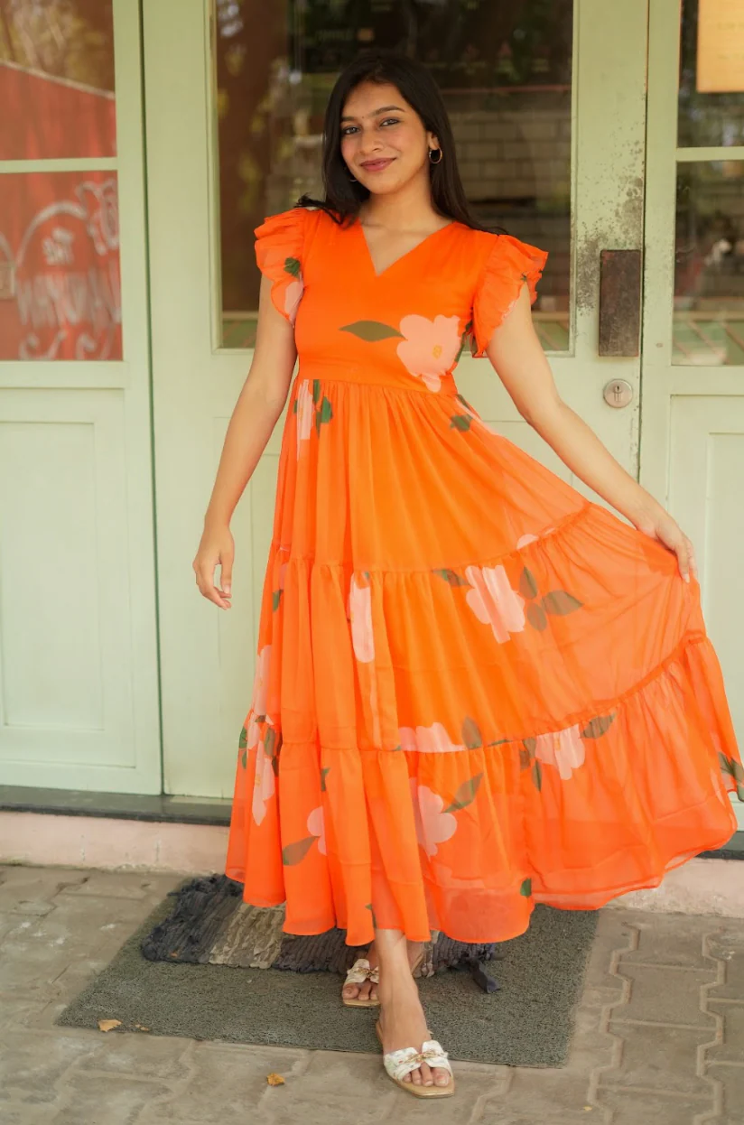 AYANA -Summer'26 (Orange Floral dress) VC734