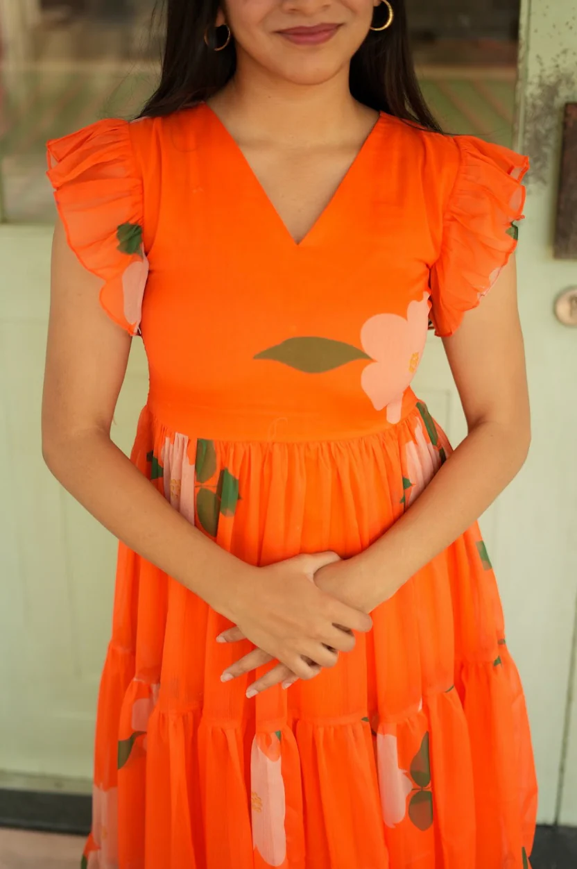 AYANA -Summer'26 (Orange Floral dress) VC734 - Image 5