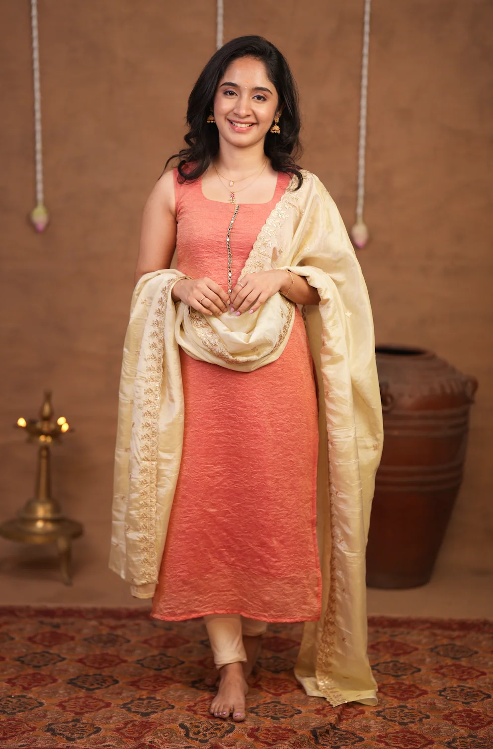 Bhairavi-Peach+white - Image 2