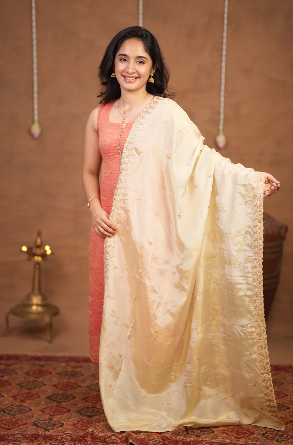 Bhairavi-Peach+white - Image 3