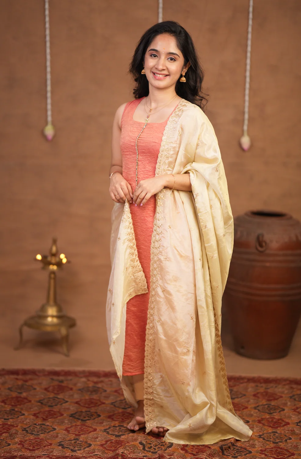 Bhairavi-Peach+white - Image 4