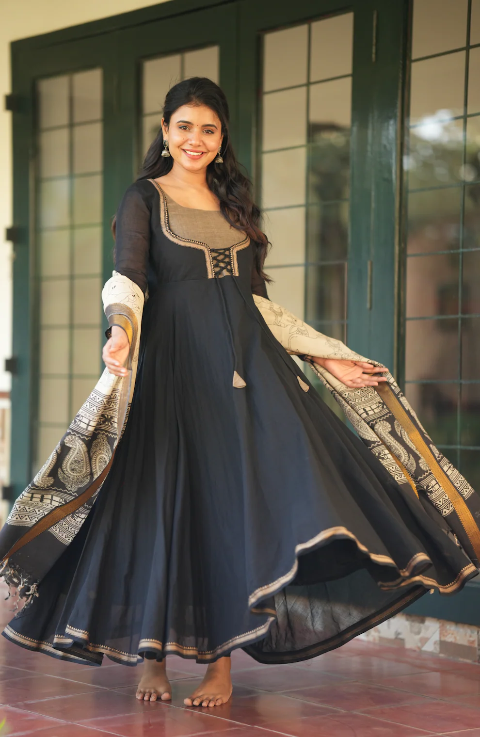 BHAMA-(BLACK +PEN KALAMKARI)