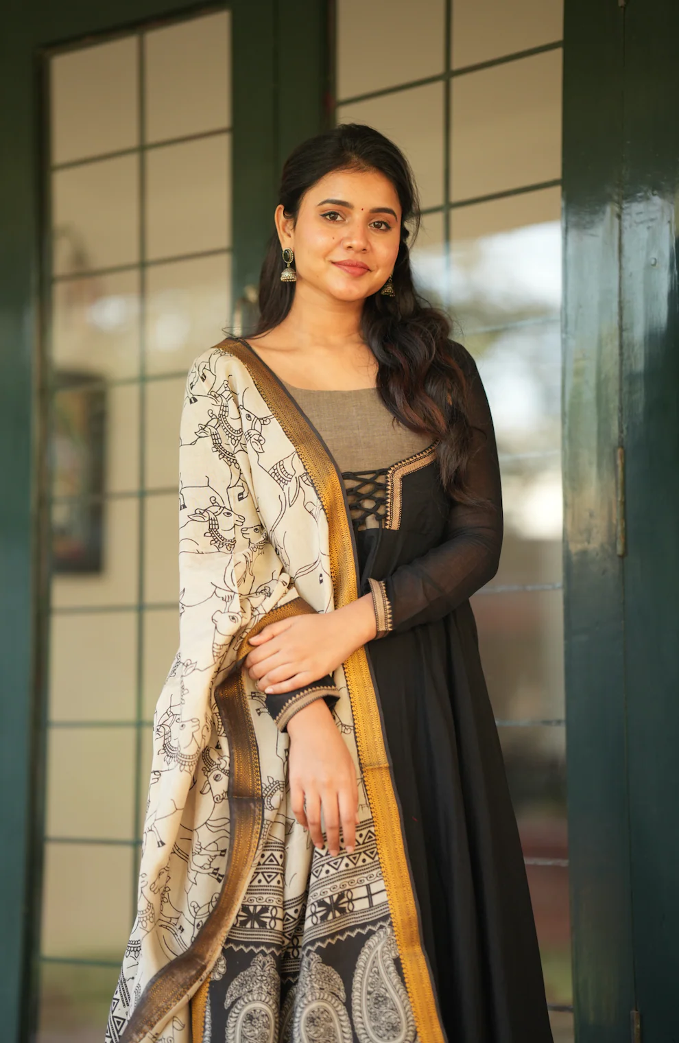 BHAMA-(BLACK +PEN KALAMKARI) - Image 2