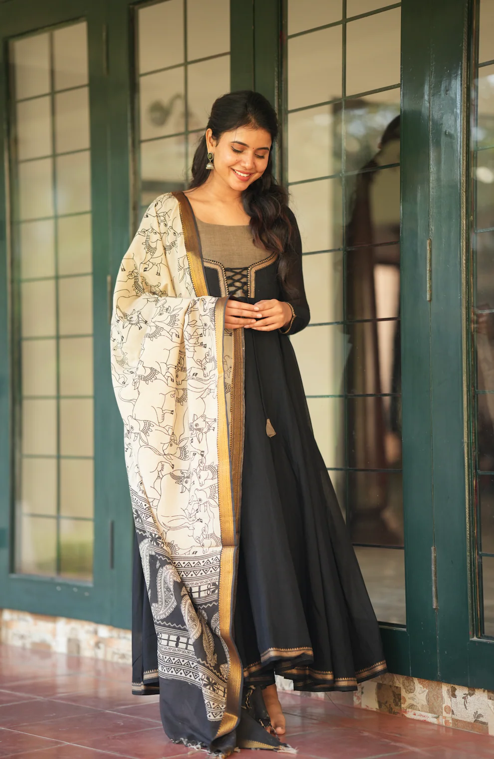 BHAMA-(BLACK +PEN KALAMKARI) - Image 5