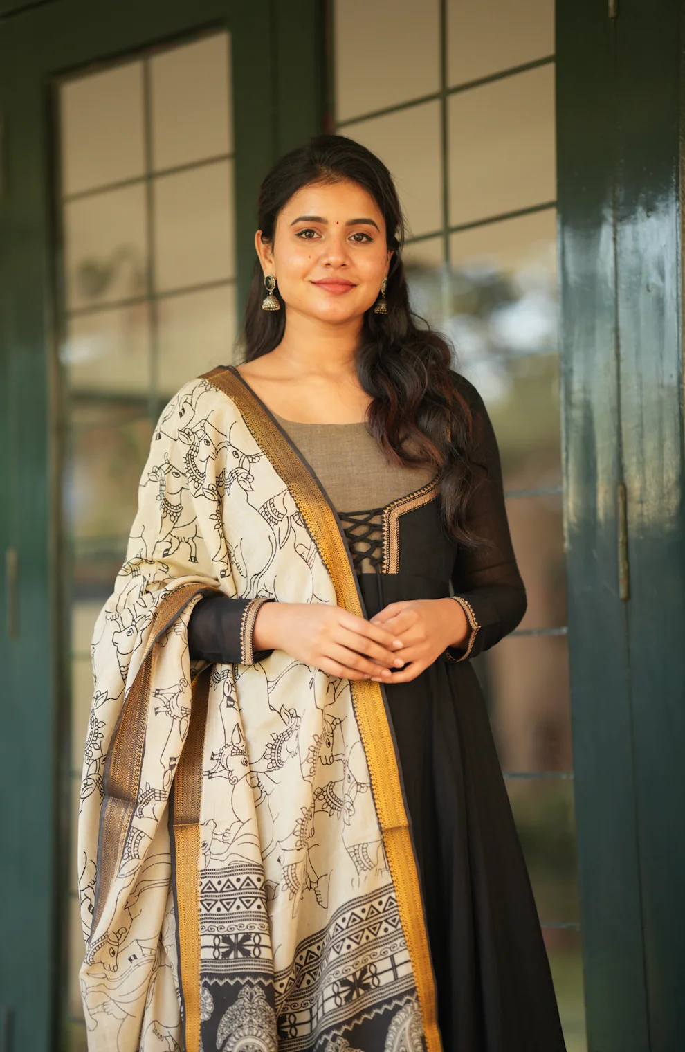 BHAMA-(BLACK +PEN KALAMKARI) - Image 7