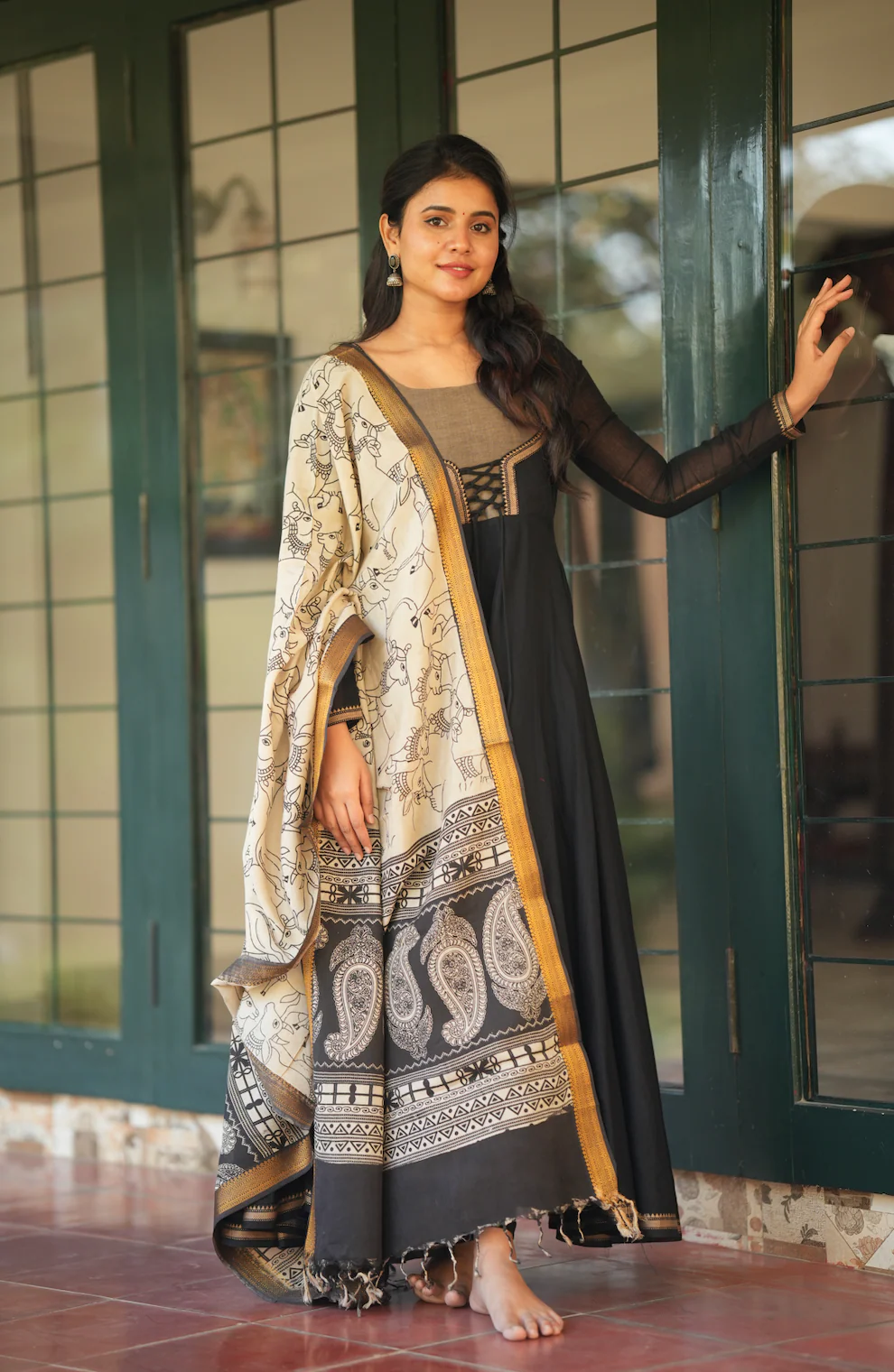 BHAMA-(BLACK +PEN KALAMKARI) - Image 8