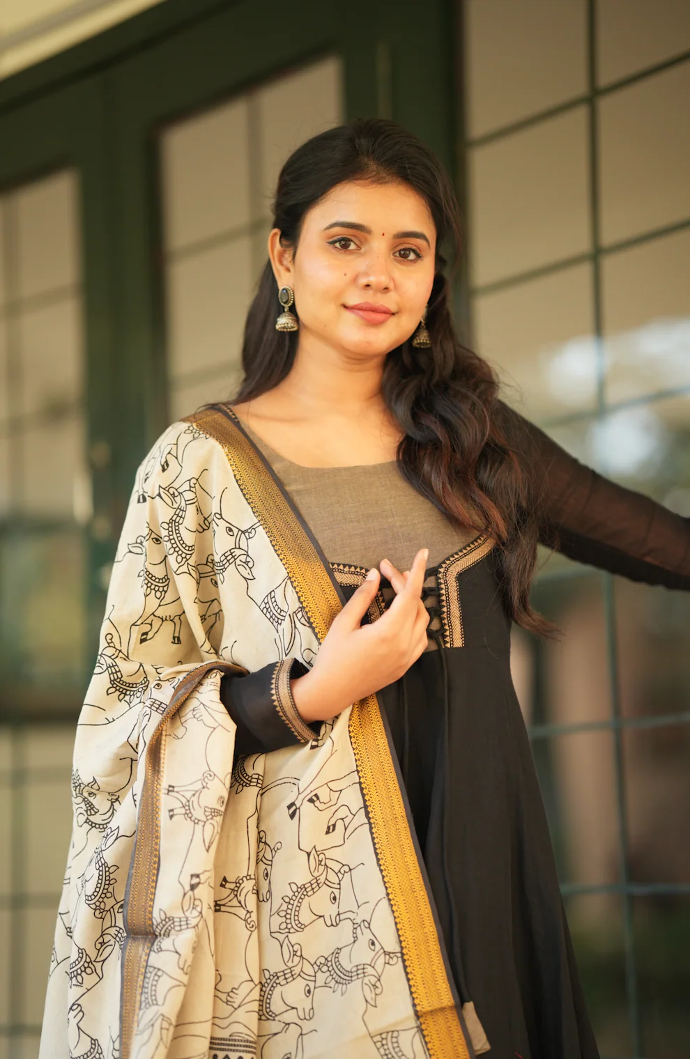 BHAMA-(BLACK +PEN KALAMKARI) - Image 9
