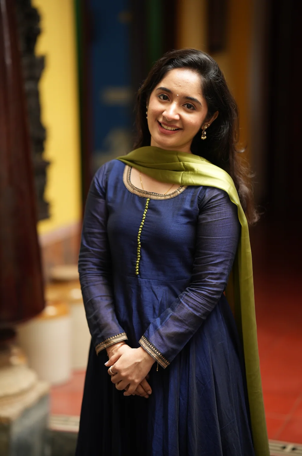 BHAMA-(BLUE WITH OLIVE)