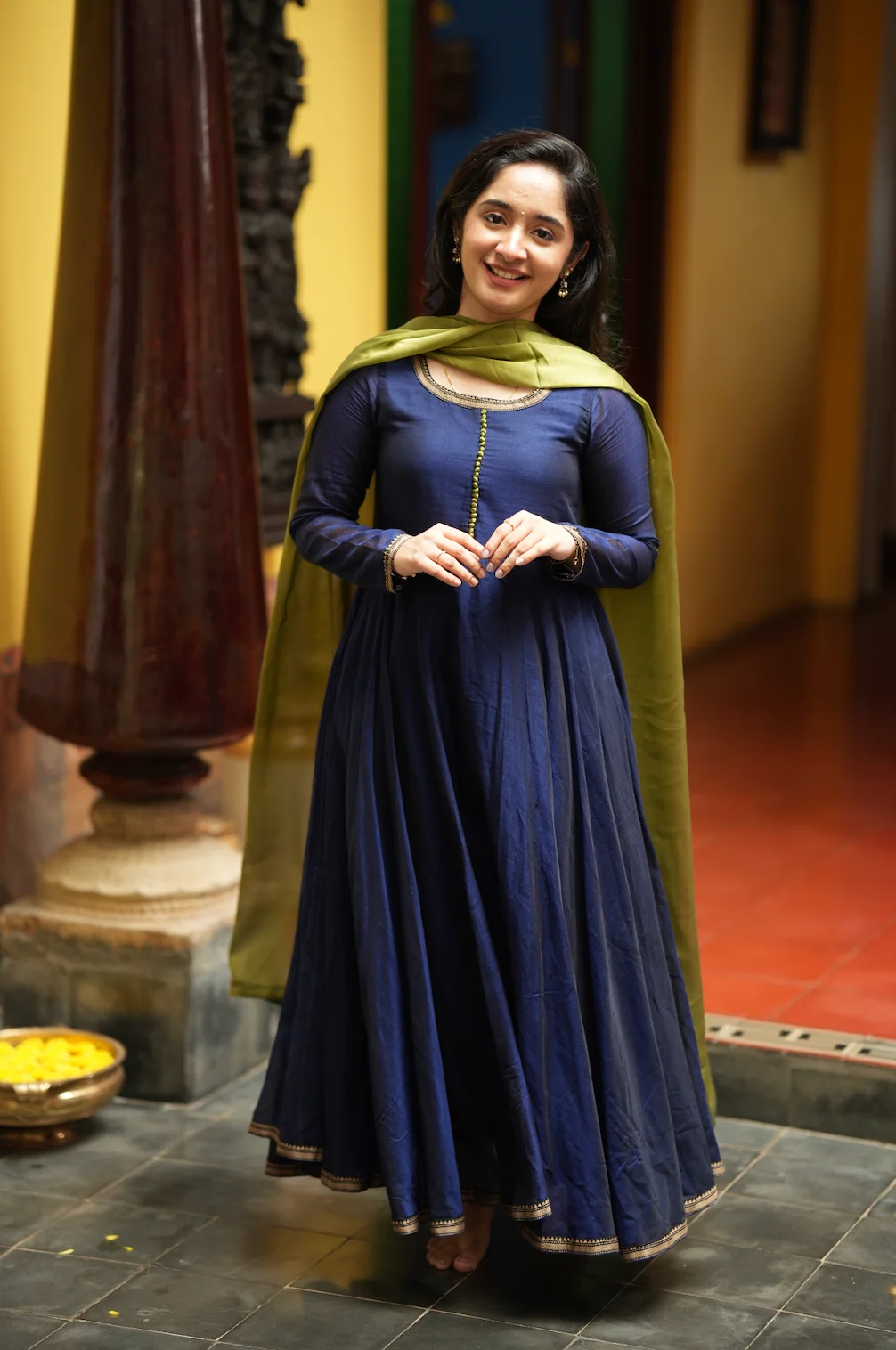 BHAMA-(BLUE WITH OLIVE) - Image 3