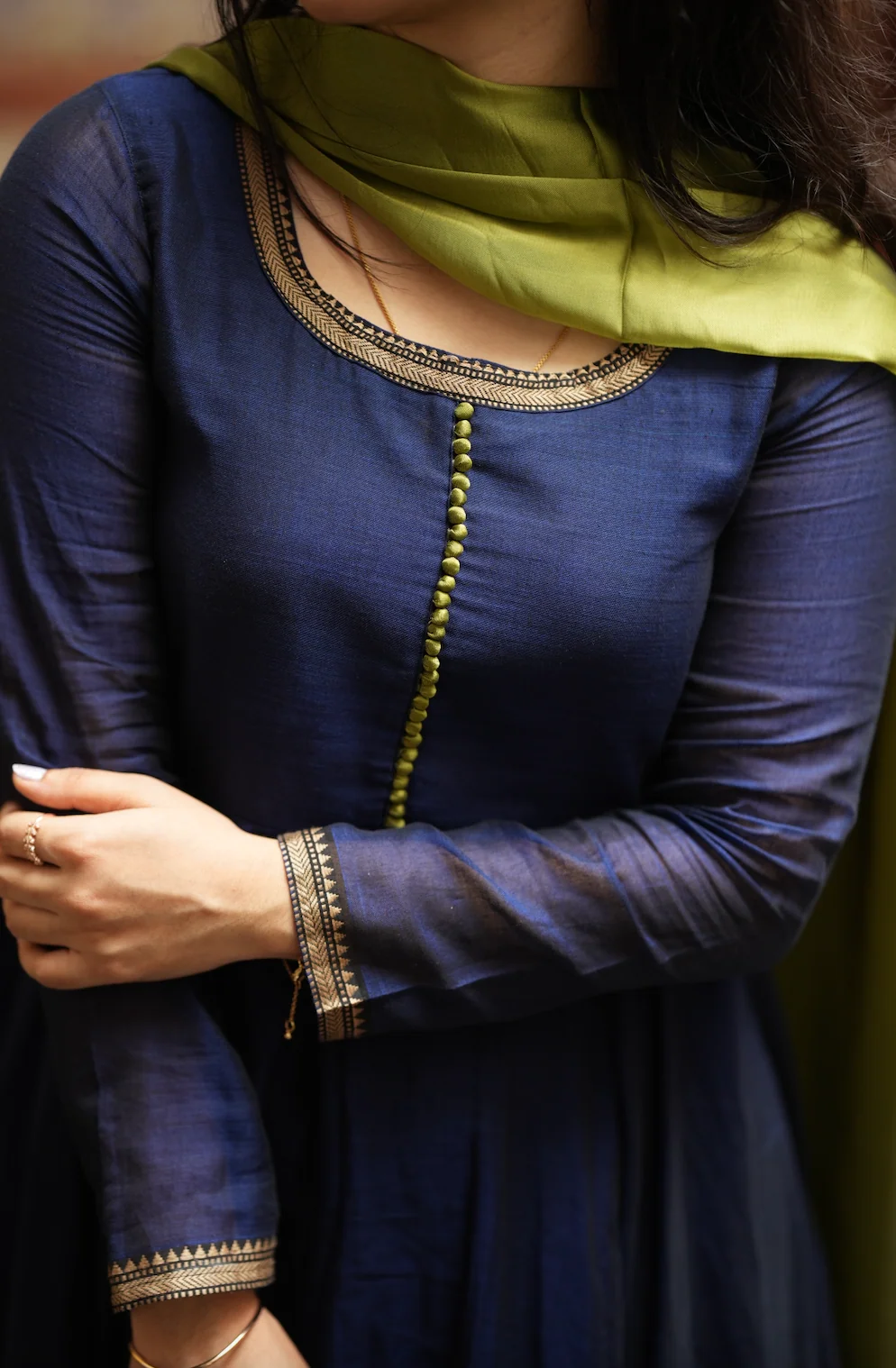 BHAMA-(BLUE WITH OLIVE) - Image 4