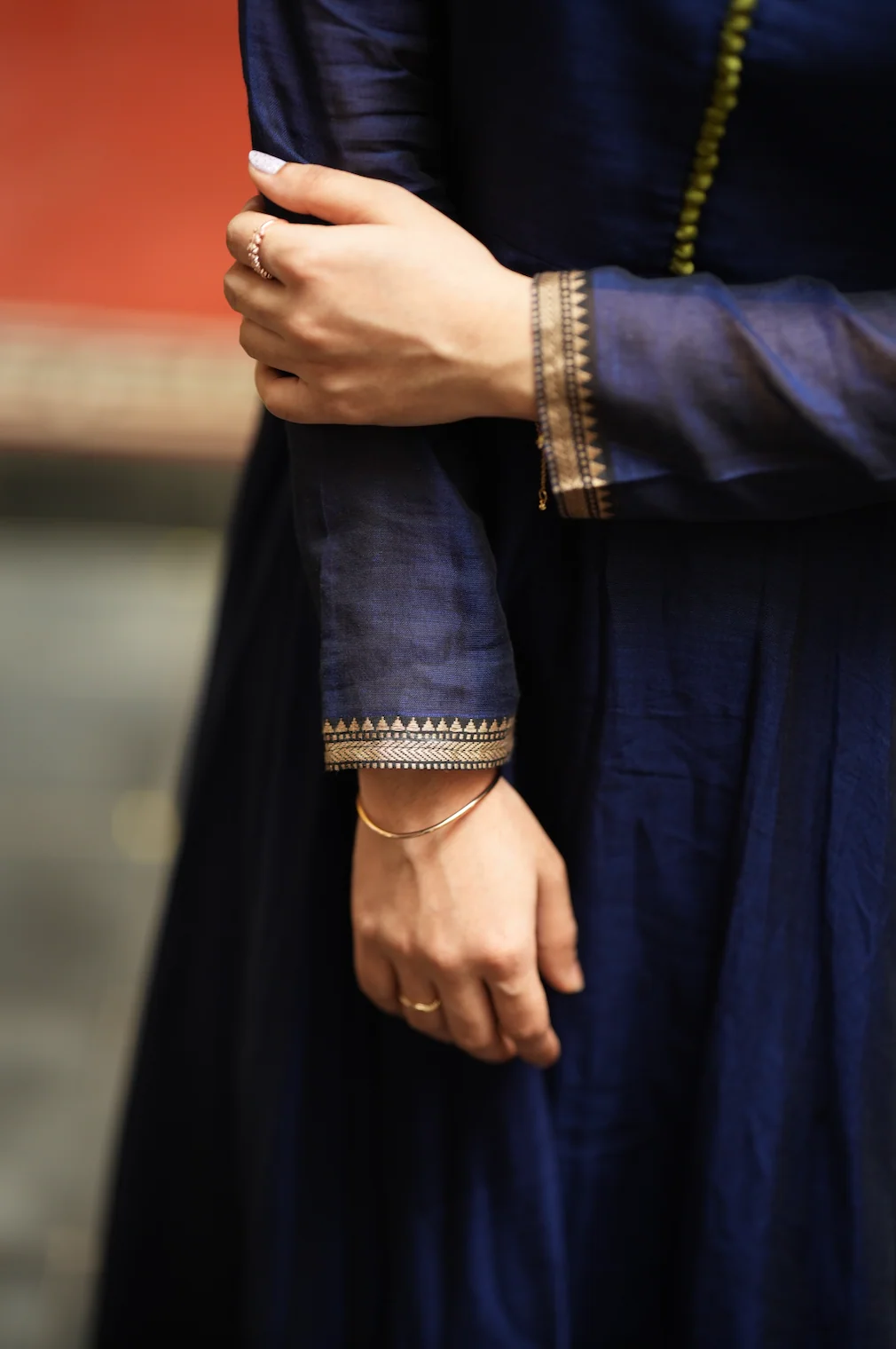 BHAMA-(BLUE WITH OLIVE) - Image 7