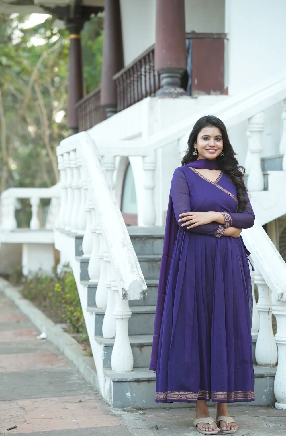 BINDHU-Handloom Narayanpet anarkali(violet)