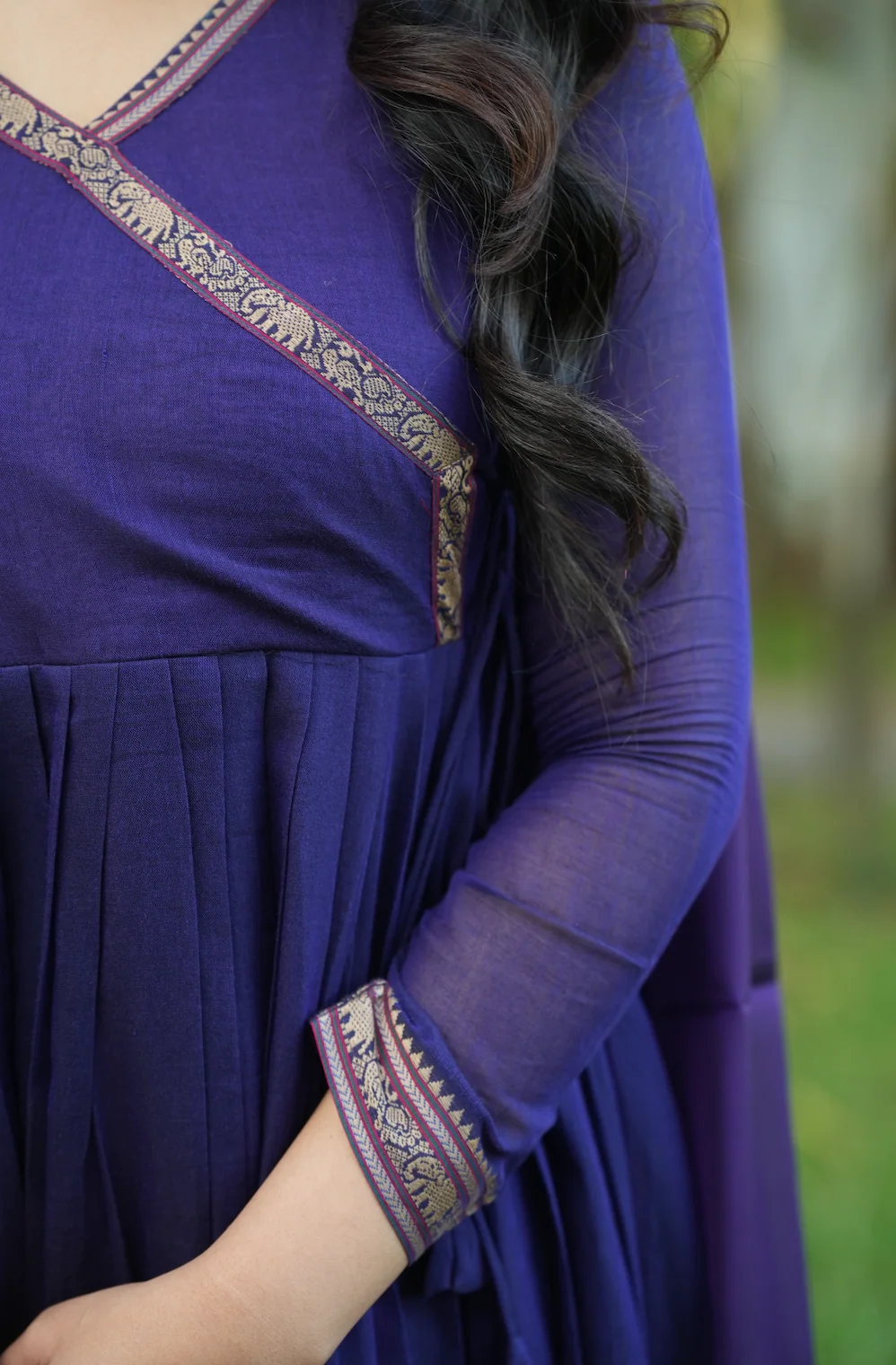 BINDHU-Handloom Narayanpet anarkali(violet) - Image 3