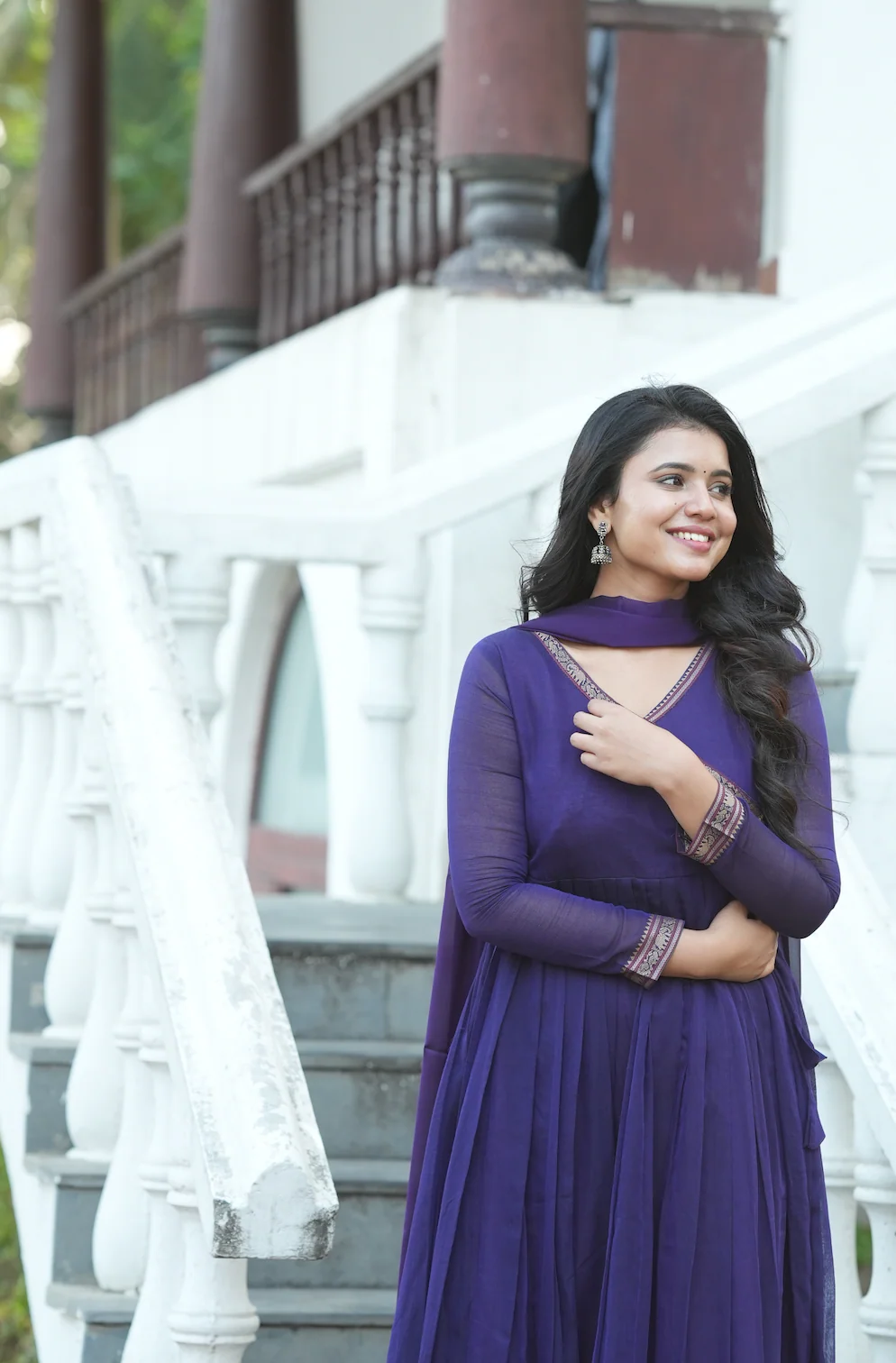 BINDHU-Handloom Narayanpet anarkali(violet) - Image 5