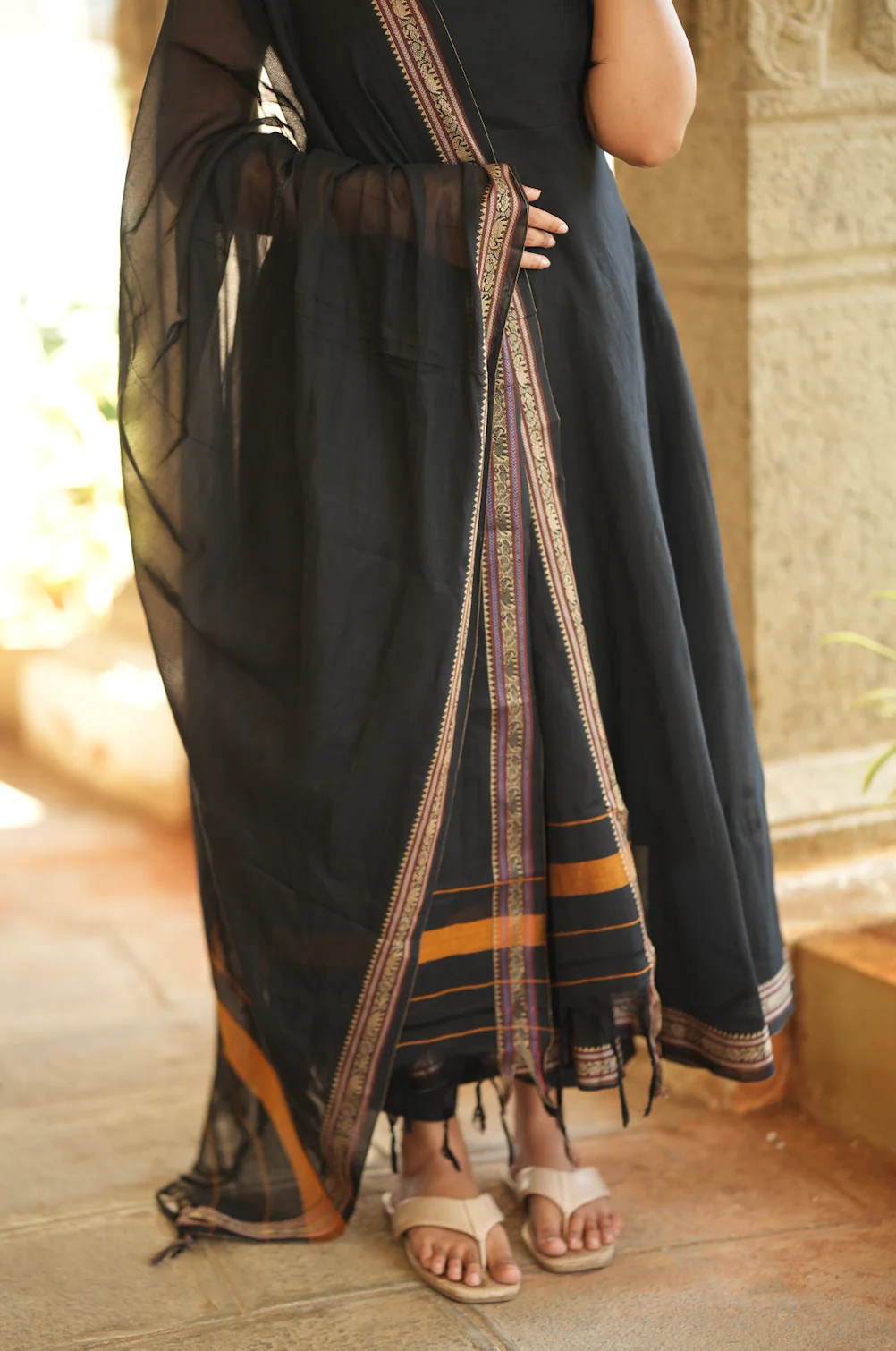 BINDHU-Handloom Narayanpet anarkali (Black) - Image 5