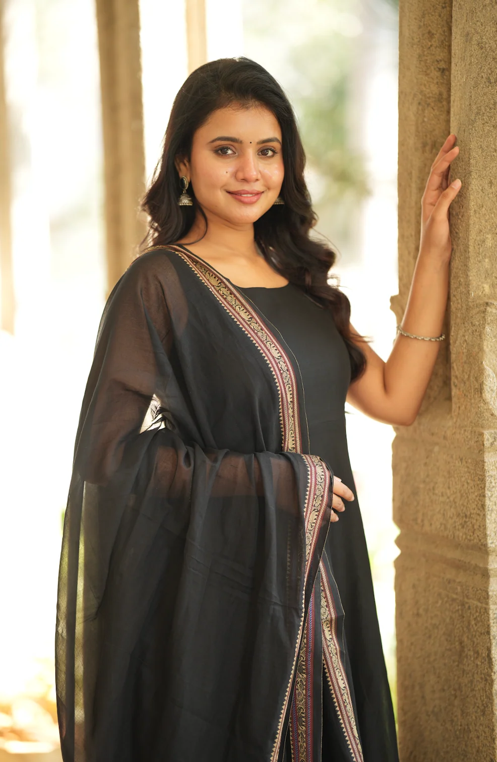 BINDHU-Handloom Narayanpet anarkali (Black) - Image 8