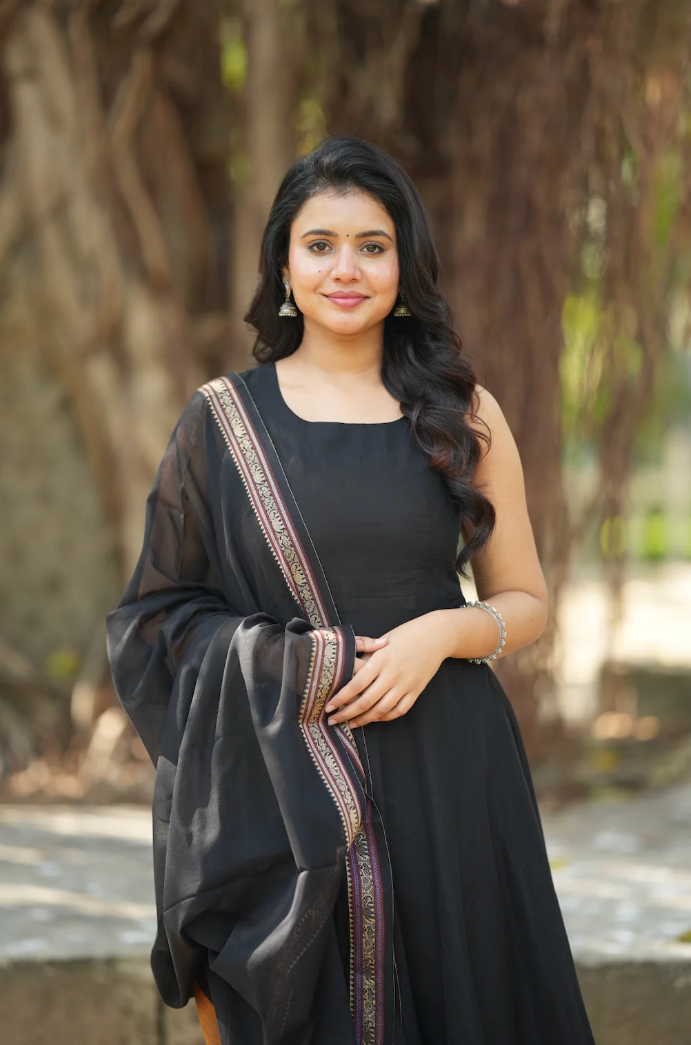 BINDHU-Handloom Narayanpet anarkali (Black) - Image 9
