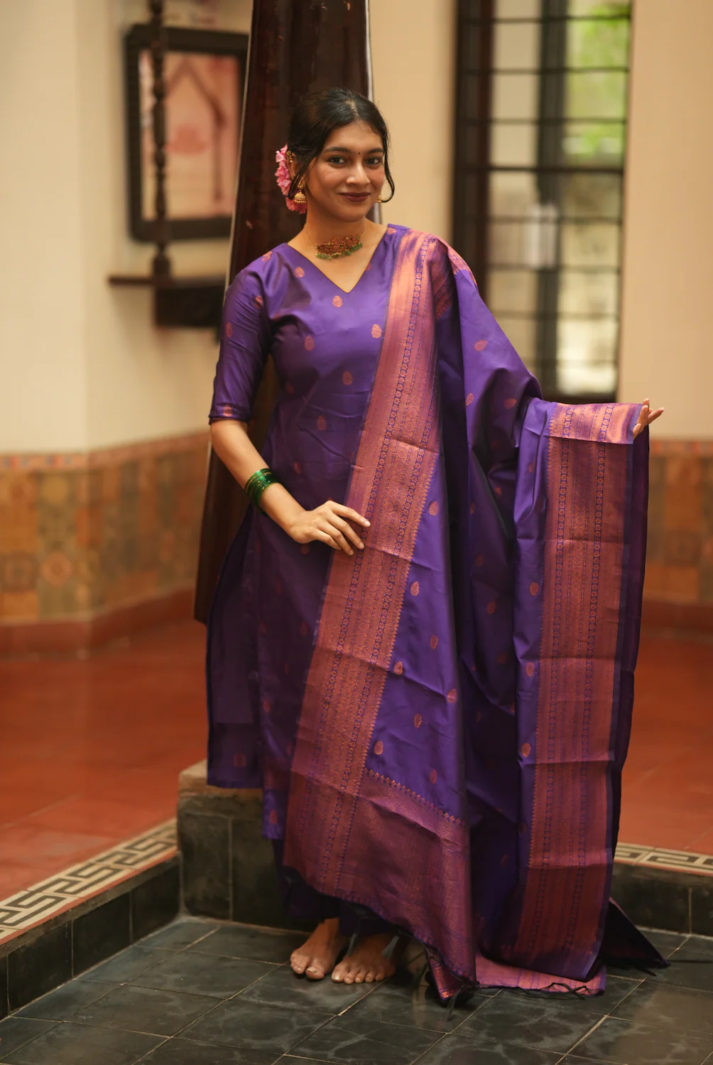 VEENA-Silk monotone set - Image 2