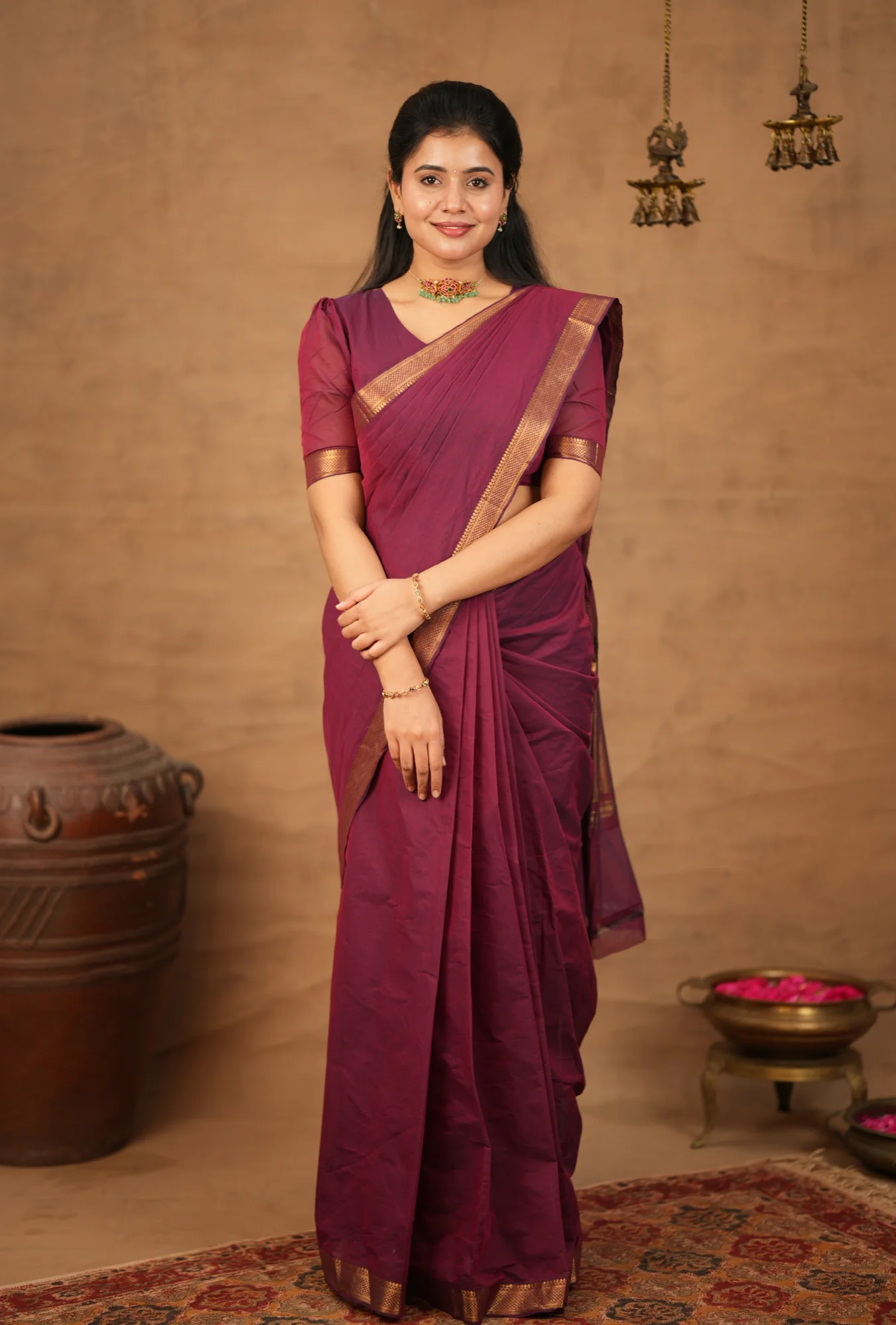 LEEELA-Mangalgiri cotton-Plum red.