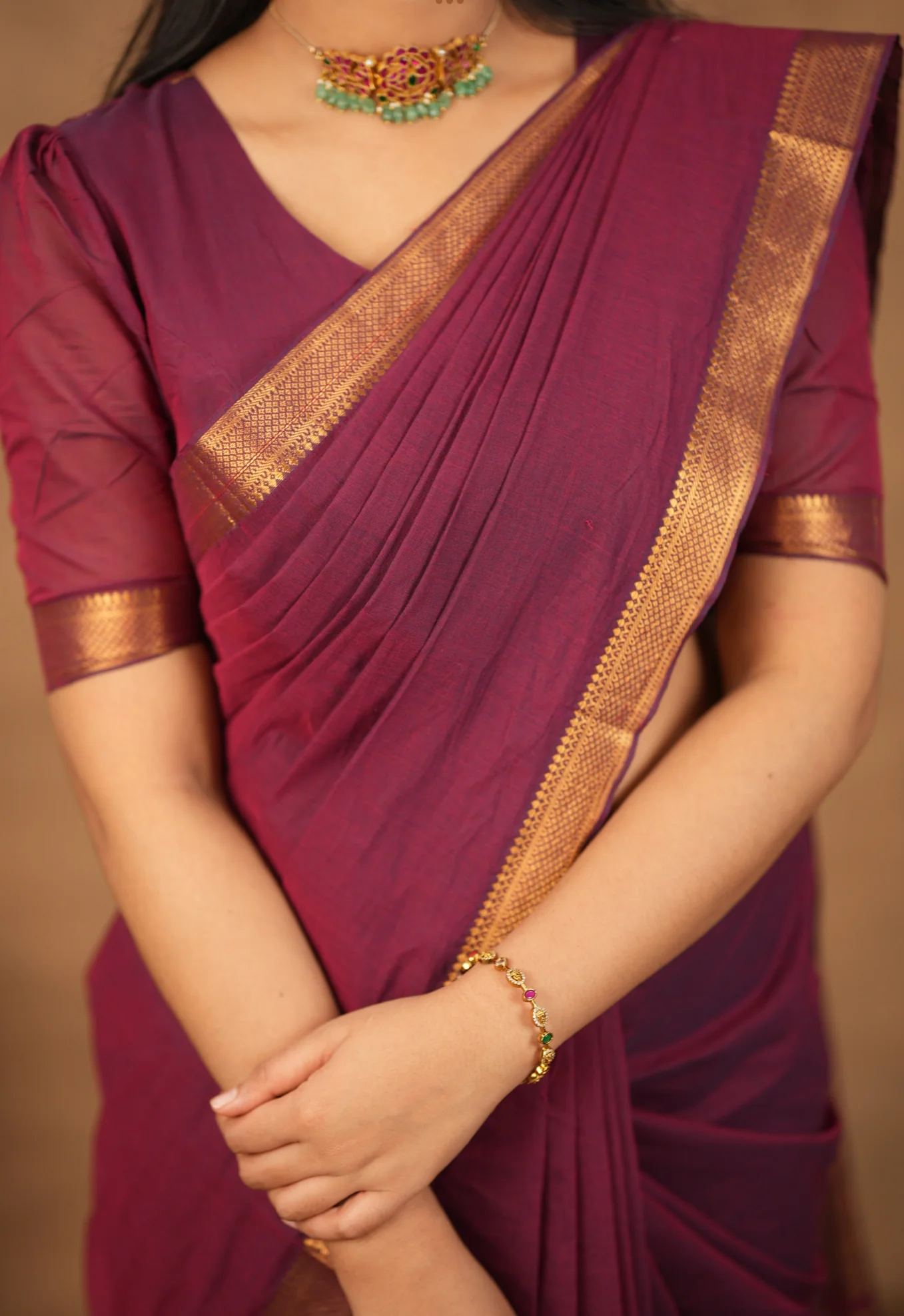 LEEELA-Mangalgiri cotton-Plum red. - Image 5