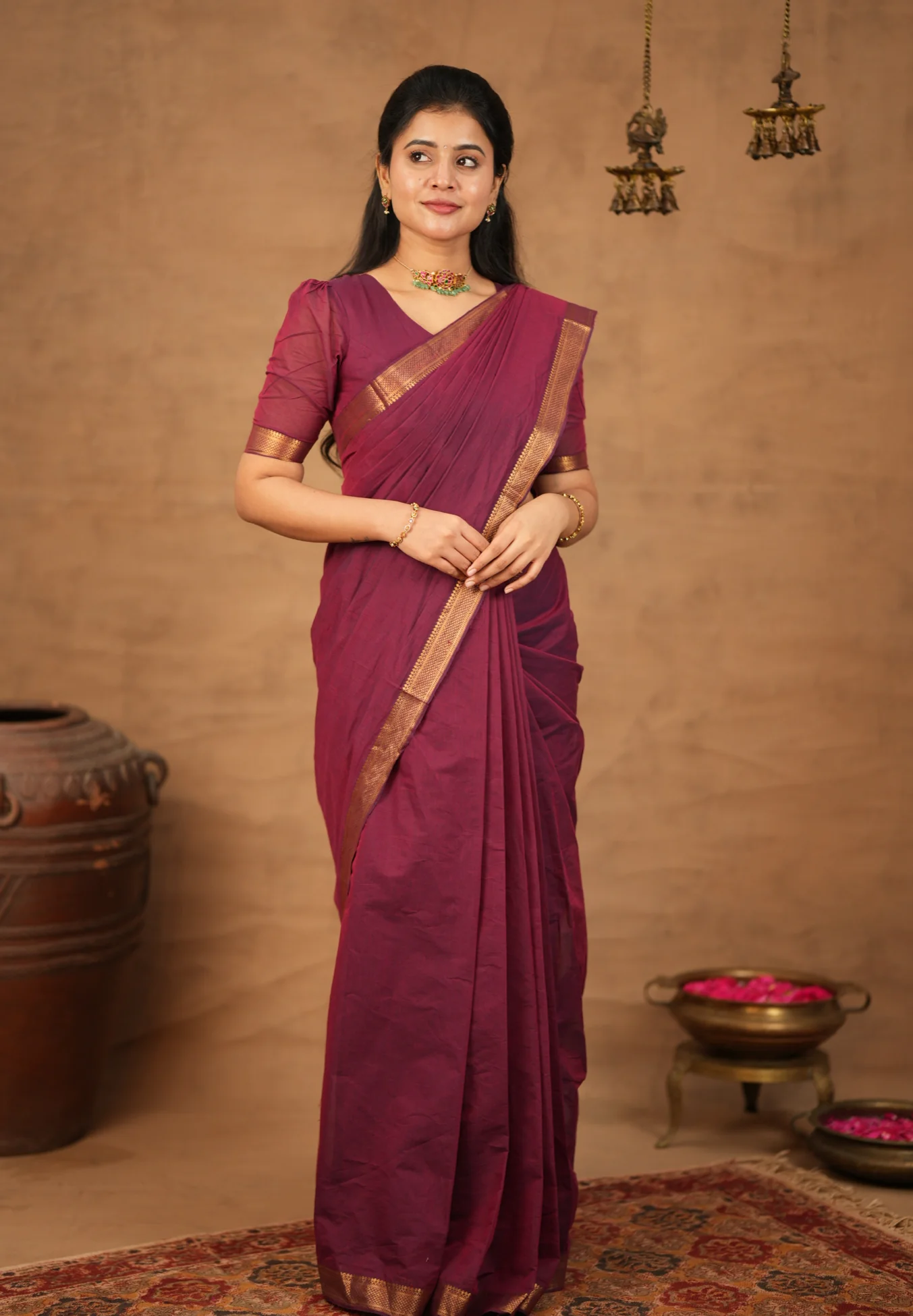 LEEELA-Mangalgiri cotton-Plum red. - Image 4
