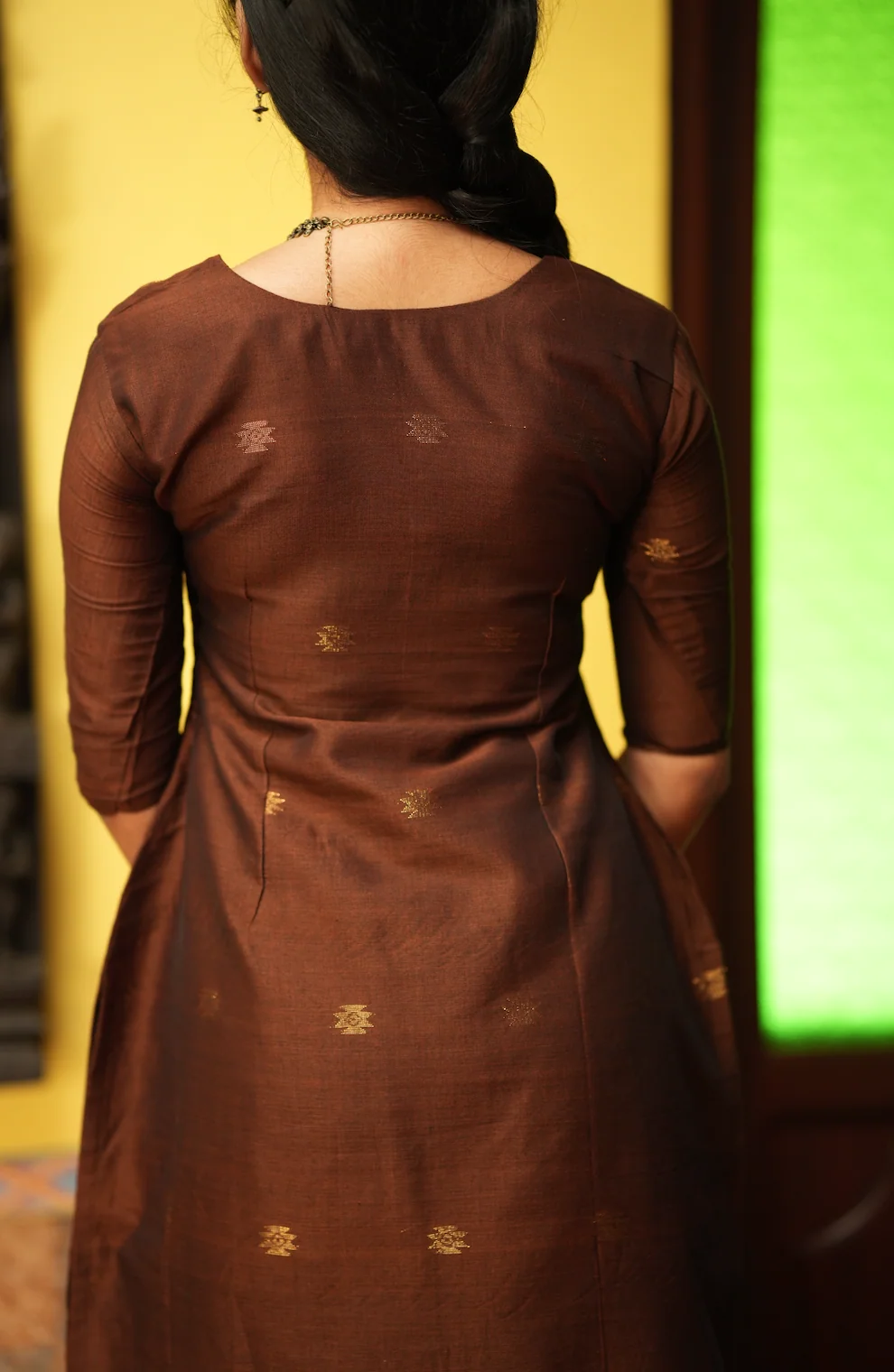 Mandakini(brown)-Jamdani linen suit - Image 5