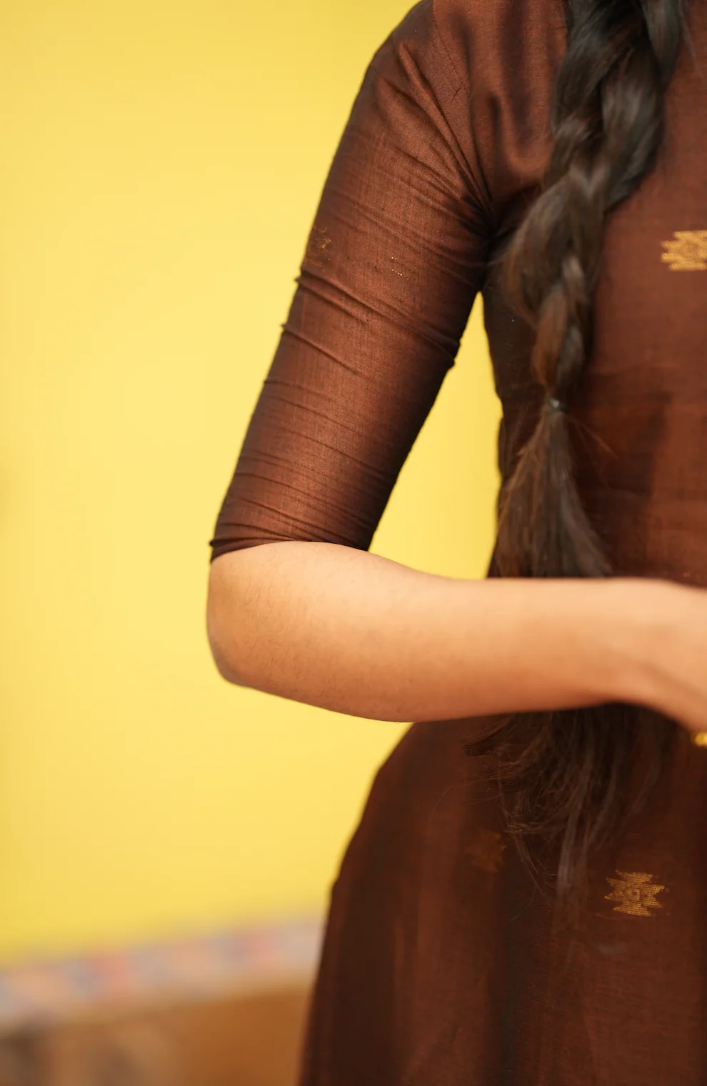 Mandakini(brown)-Jamdani linen suit - Image 6