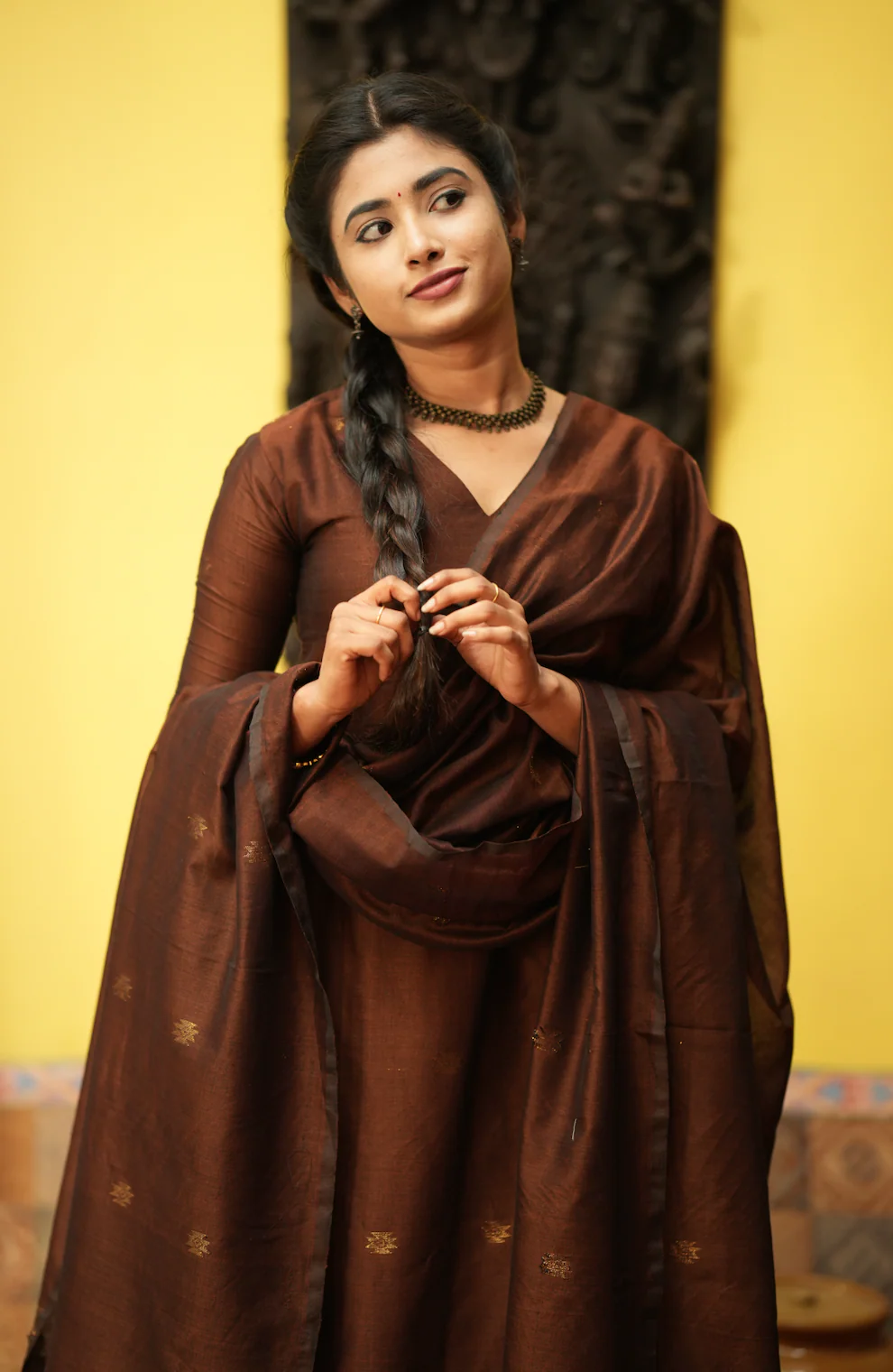 Mandakini(brown)-Jamdani linen suit - Image 8