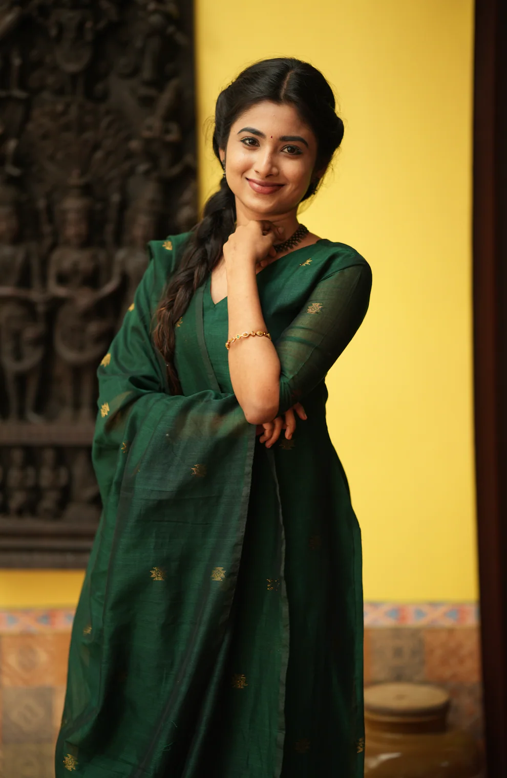 Mandakini(green)-Jamdani linen suit - Image 10