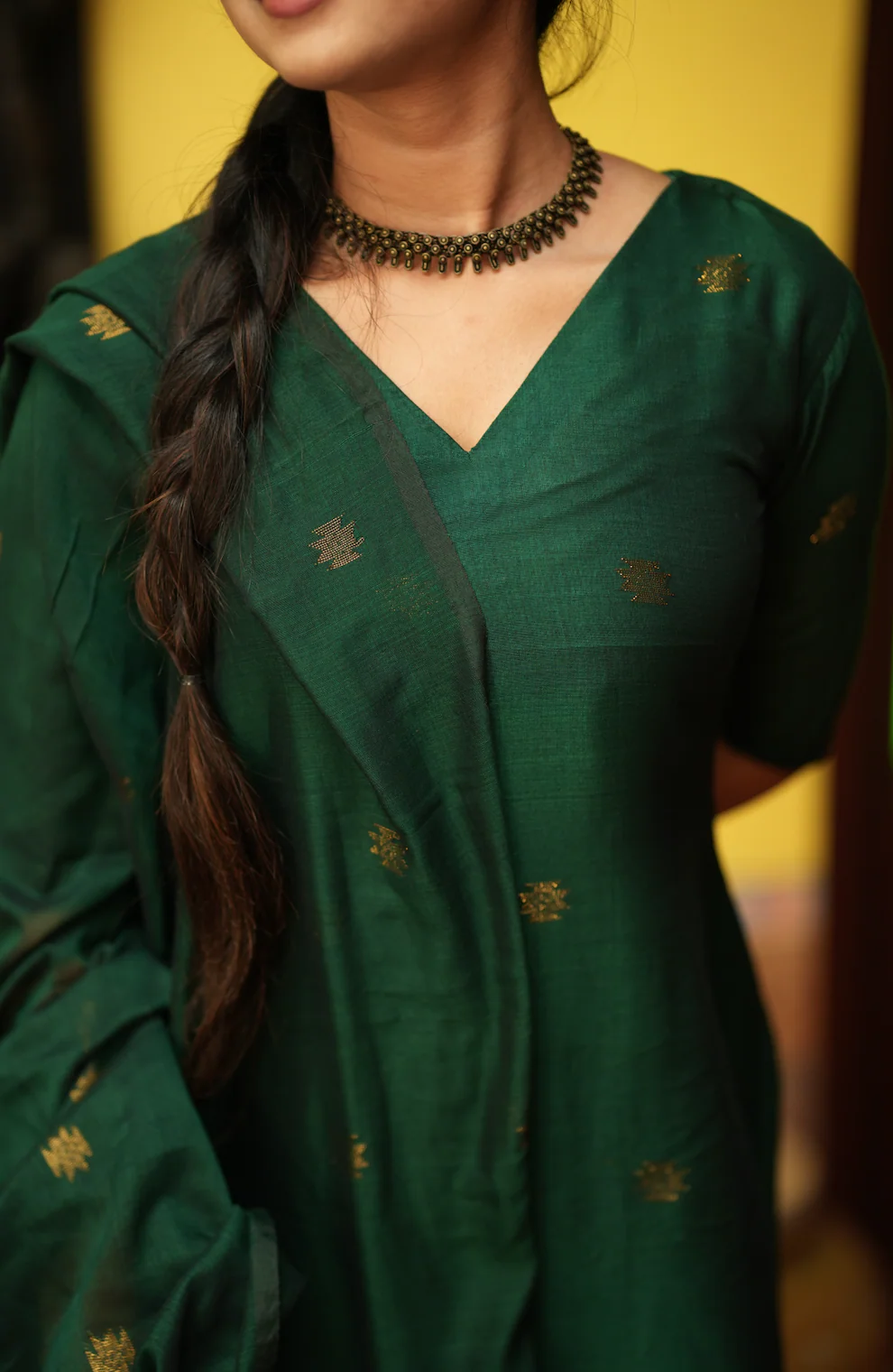 Mandakini(green)-Jamdani linen suit - Image 2