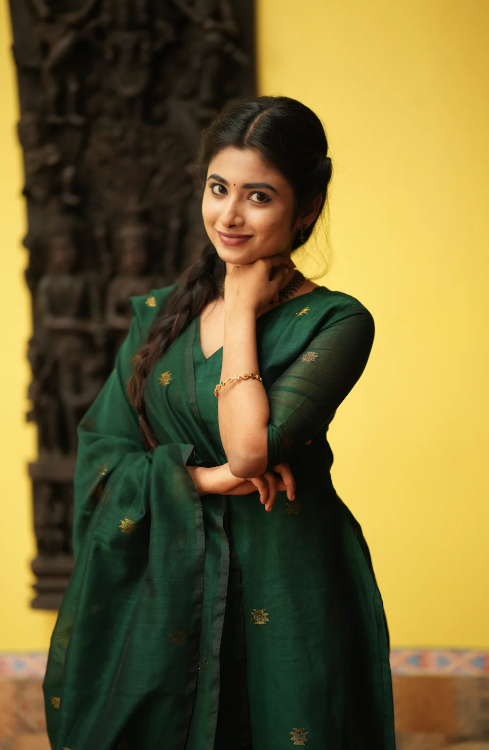 Mandakini(green)-Jamdani linen suit - Image 3