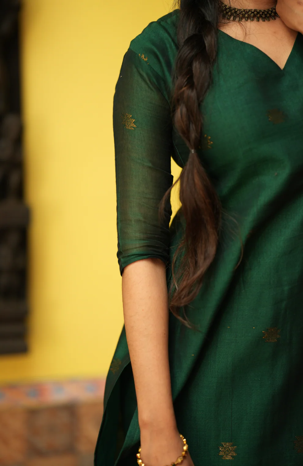 Mandakini(green)-Jamdani linen suit - Image 5