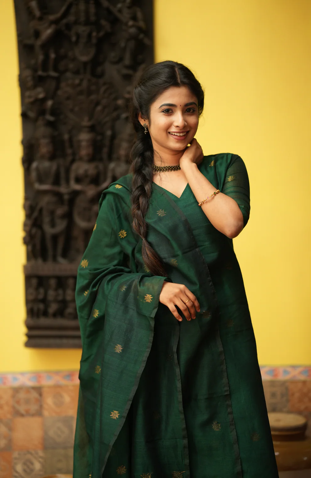 Mandakini(green)-Jamdani linen suit - Image 6