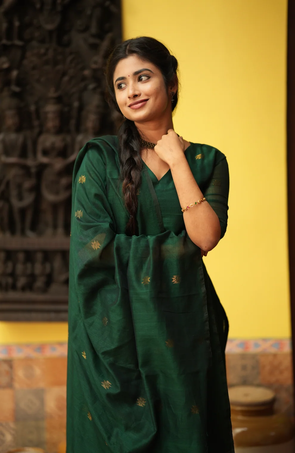 Mandakini(green)-Jamdani linen suit - Image 9