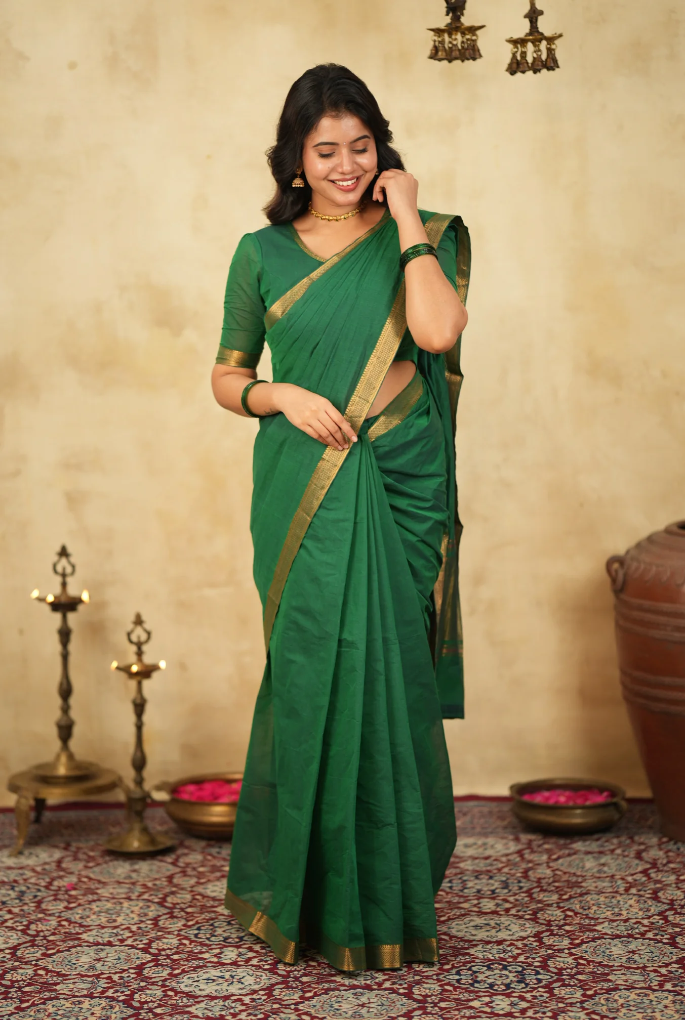 LEELA-Mangalgiri cotton-Emerald - Image 6