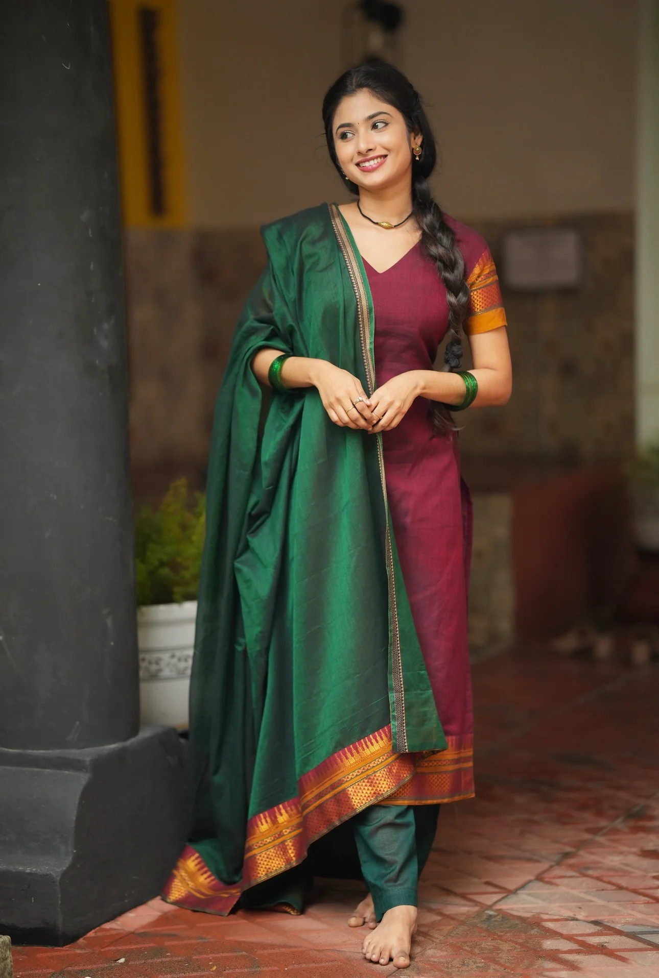 Nandhini-Handloom fusion set
