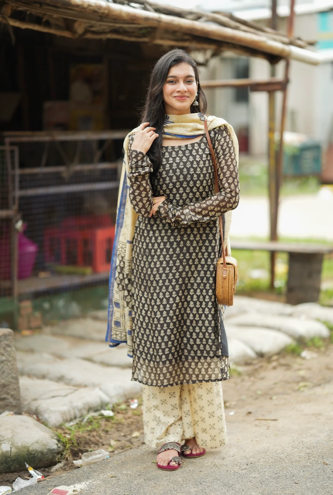 Prarthana-Black Chanderi suit