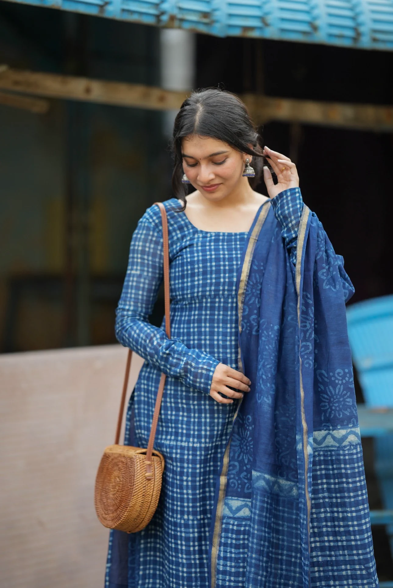 Prarthana-Indigo Chanderi suit - Image 2