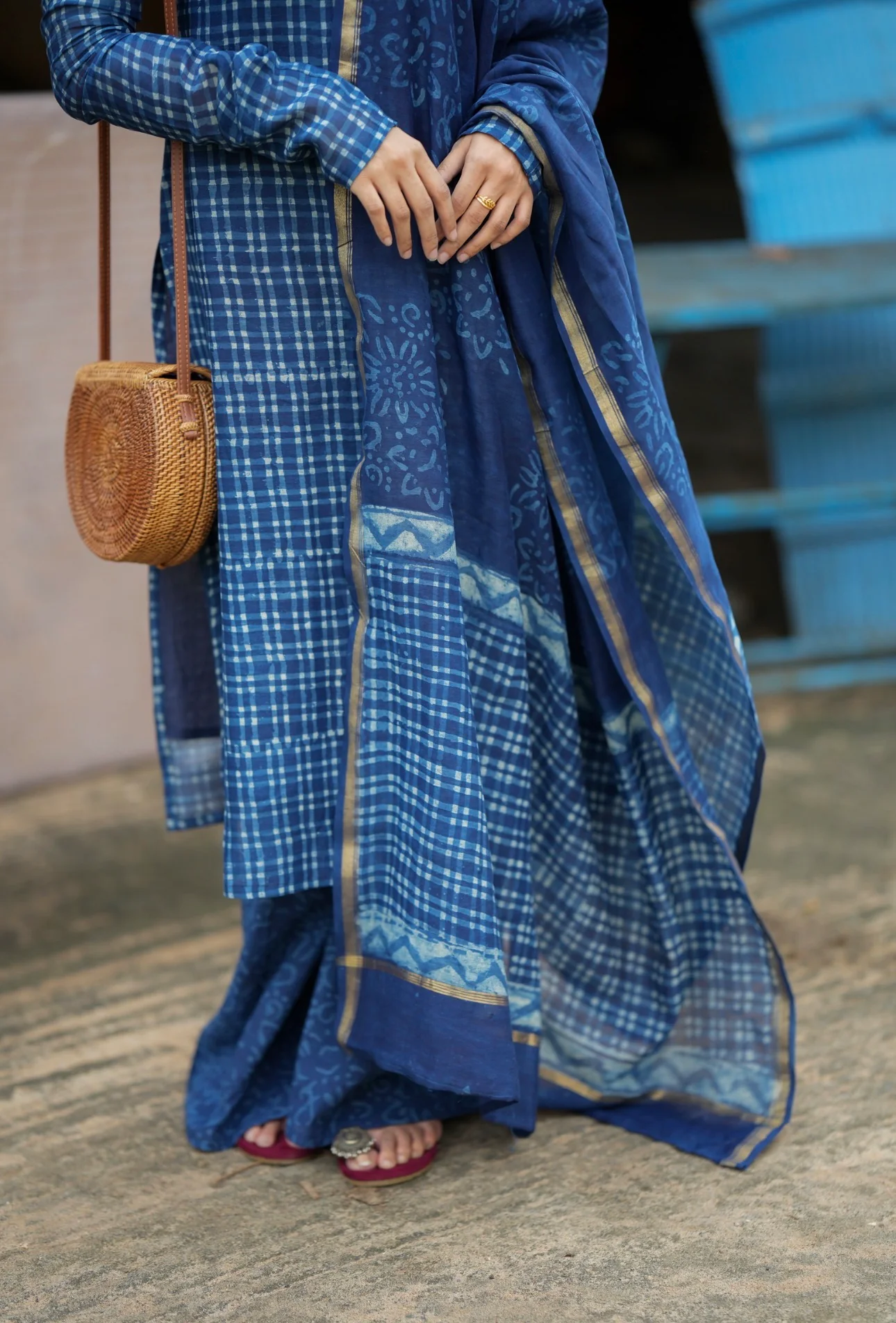 Prarthana-Indigo Chanderi suit - Image 3