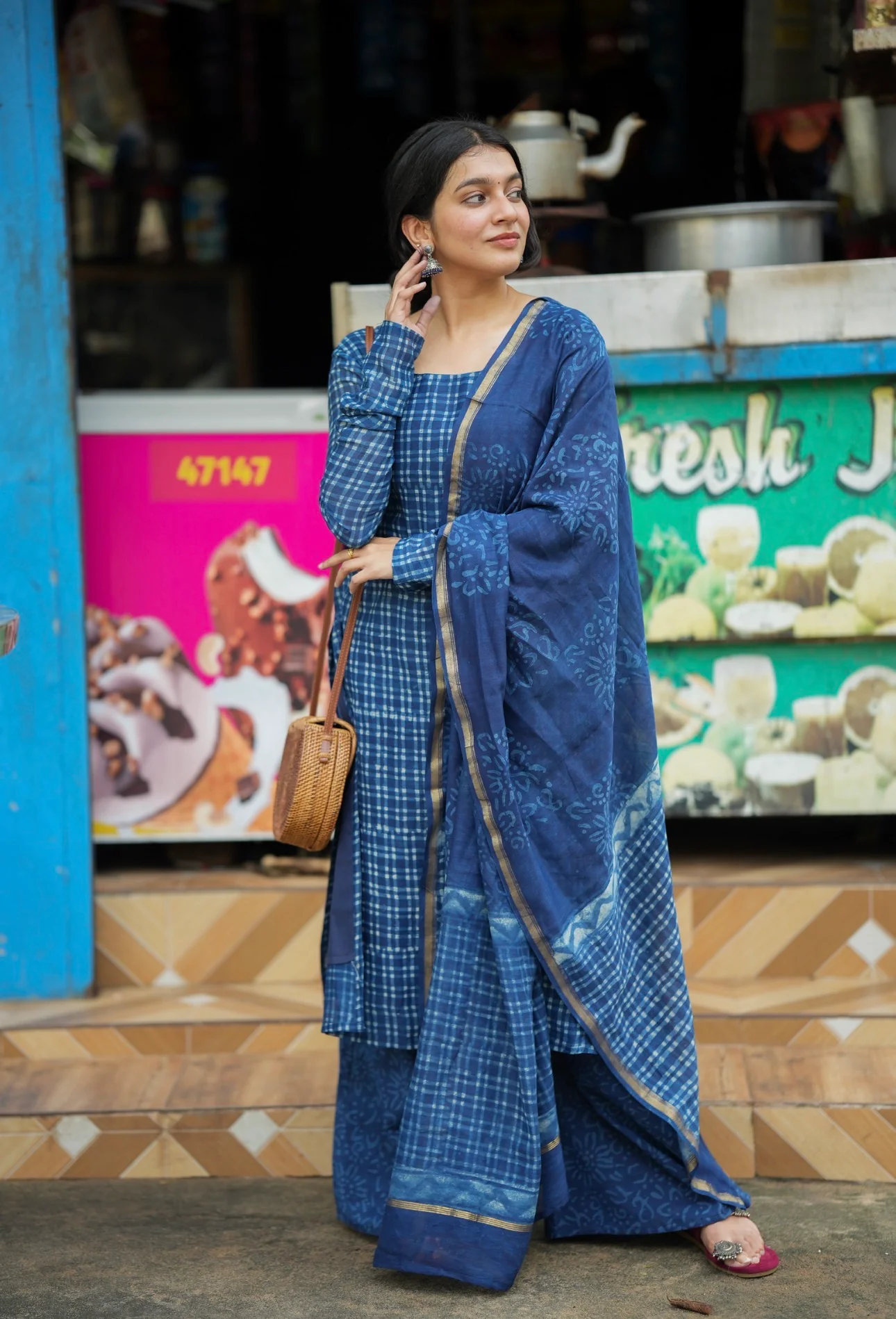 Prarthana-Indigo Chanderi suit - Image 4