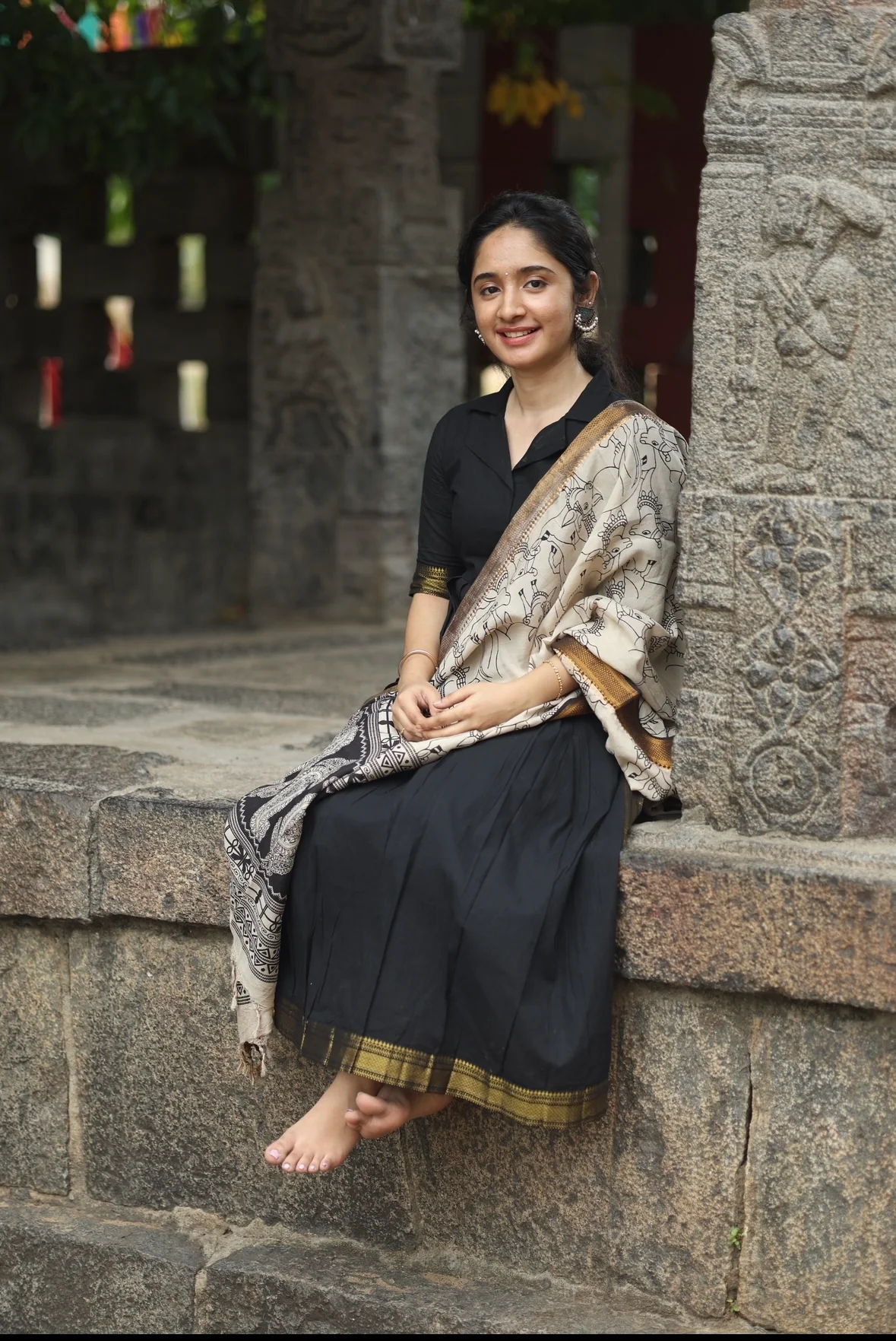 SUBATHRA(Black)with silk dupatta - Image 2