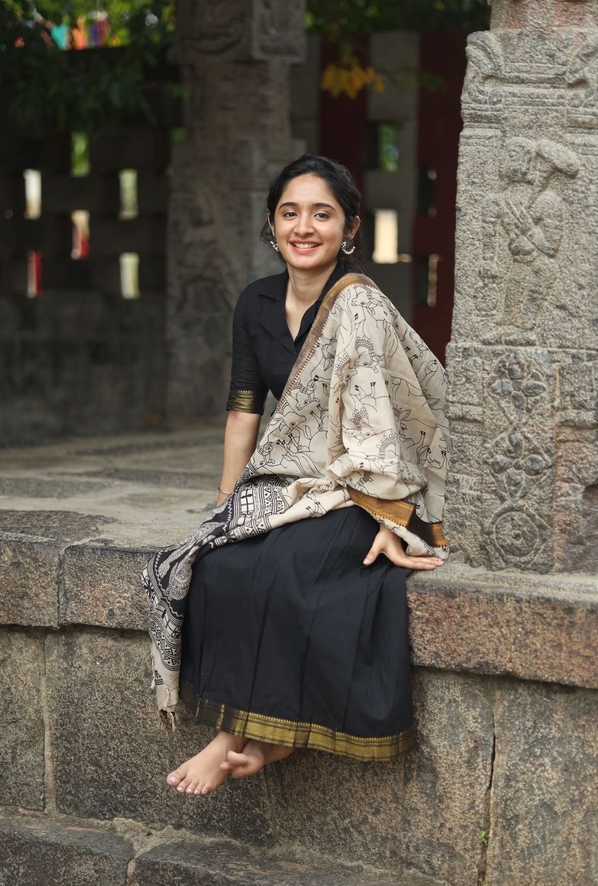 SUBATHRA(Black)with silk dupatta - Image 6