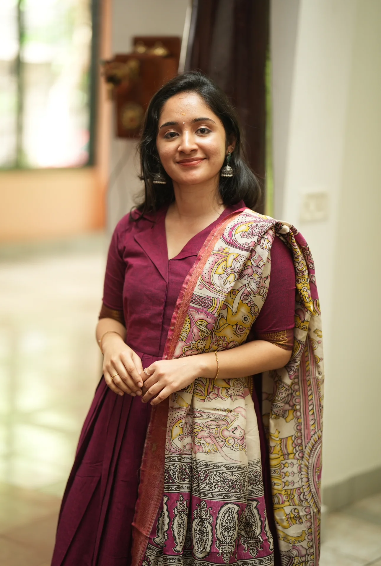SUBATHRA(Wine)with silk dupatta