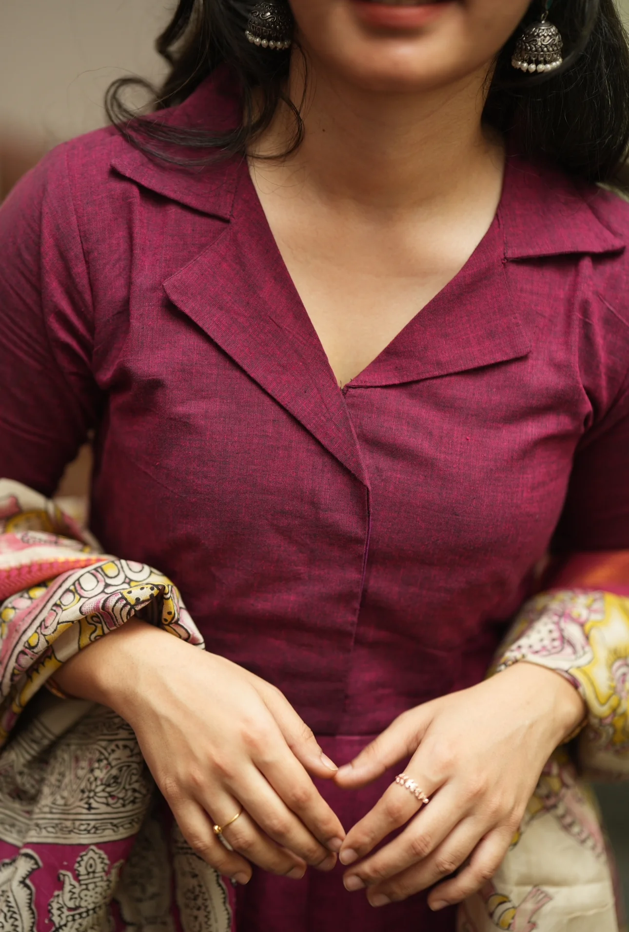 SUBATHRA(Wine)with silk dupatta - Image 4