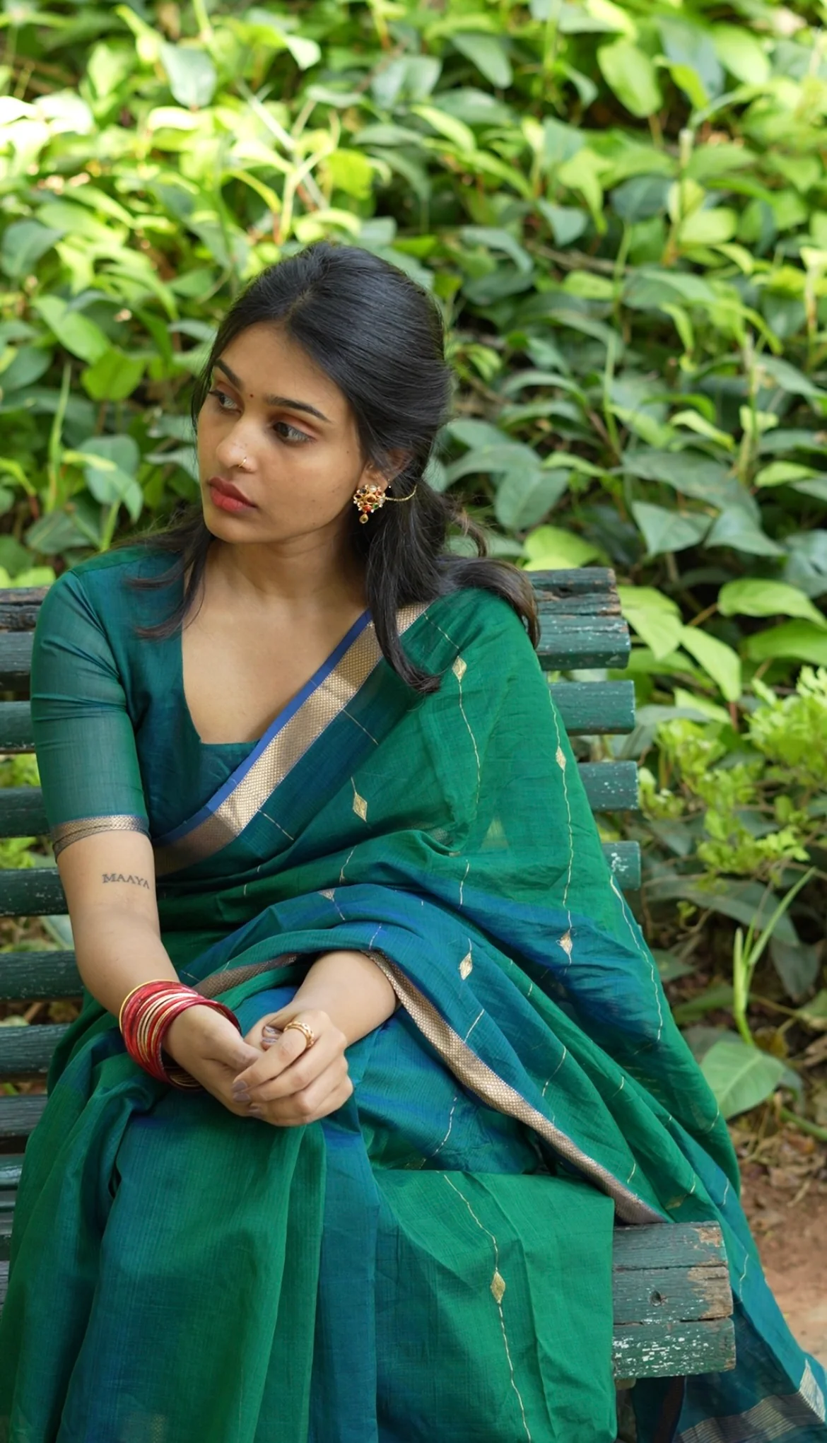 Sundari-Green (Maheshwari silk saree) - Image 5