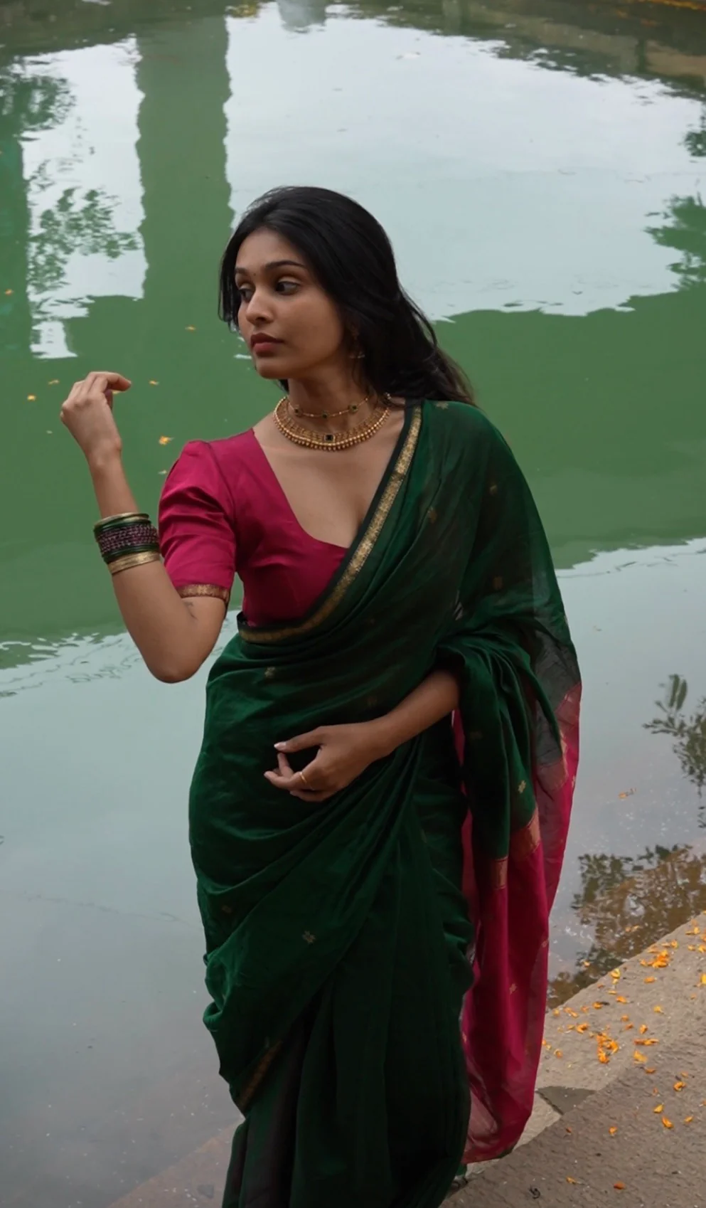 Sundari-Maheshwari silk saree - Image 3
