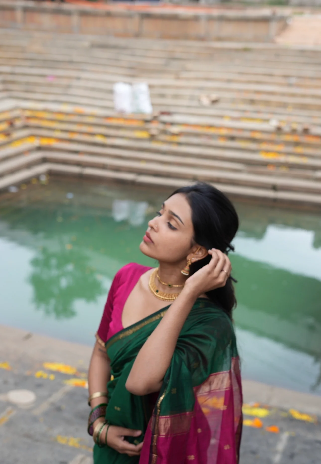 Sundari-Maheshwari silk saree - Image 4