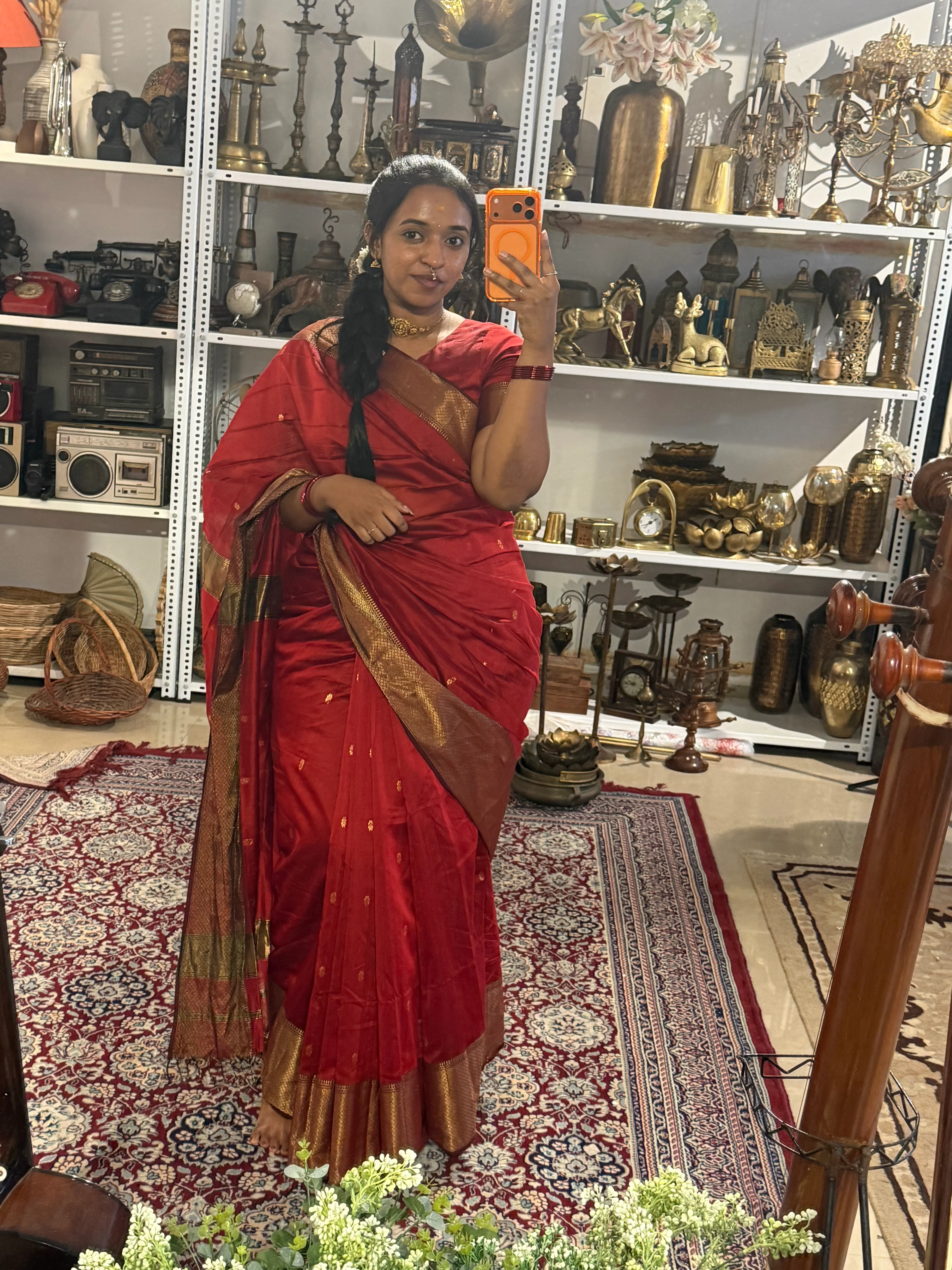 Sundari-Maheshwari silk saree(Maroon) - Image 3