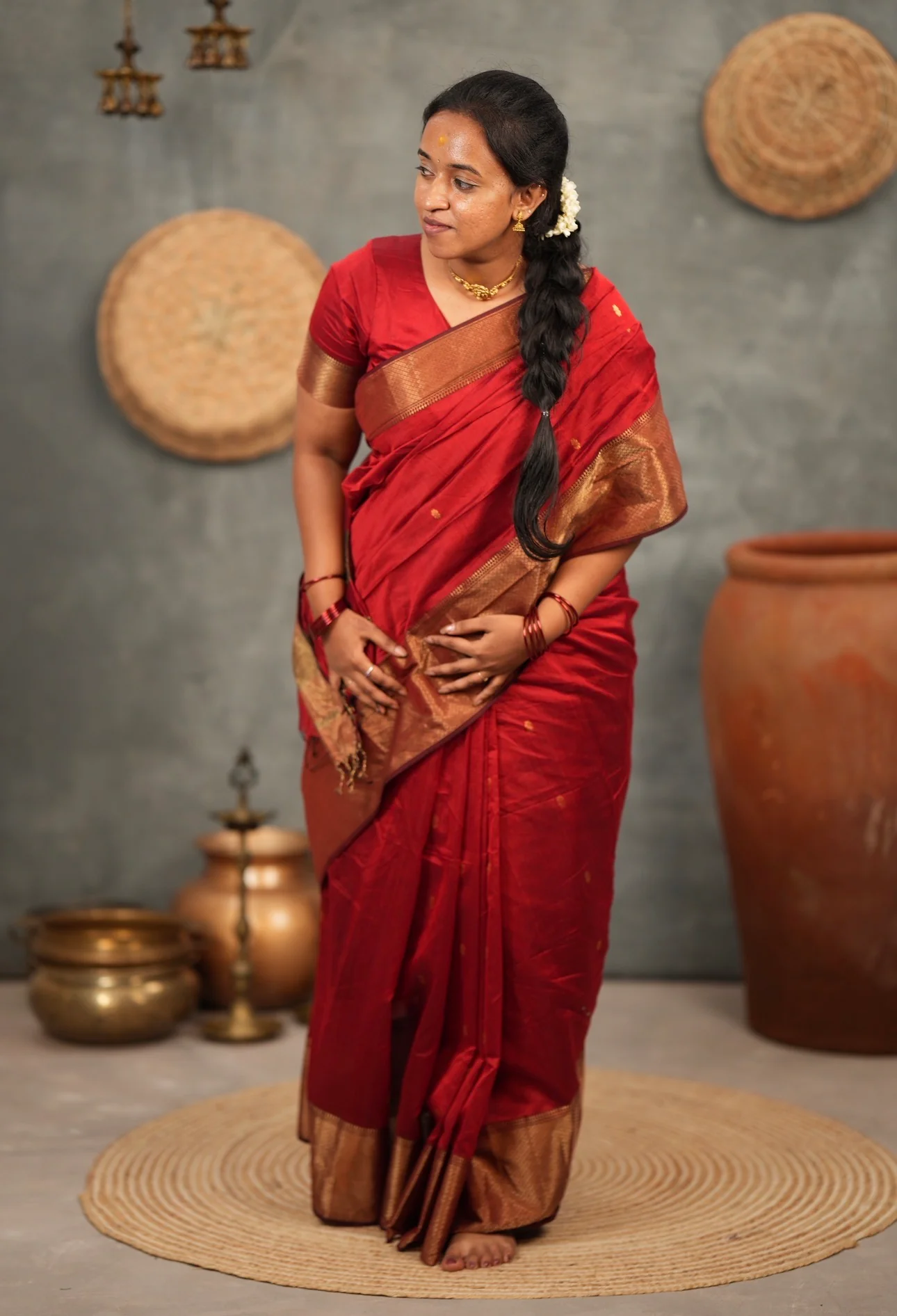 Sundari-Maheshwari silk saree(Maroon) - Image 4