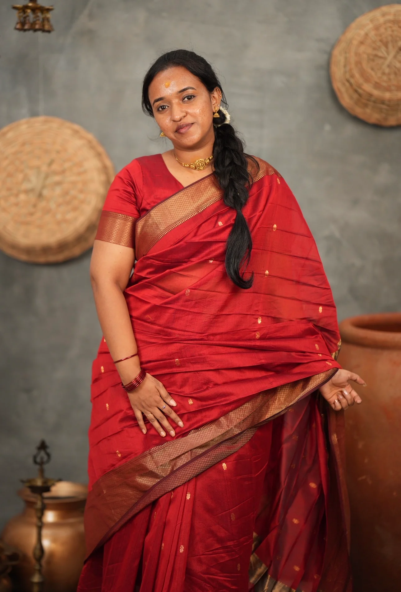 Sundari-Maheshwari silk saree(Maroon) - Image 6